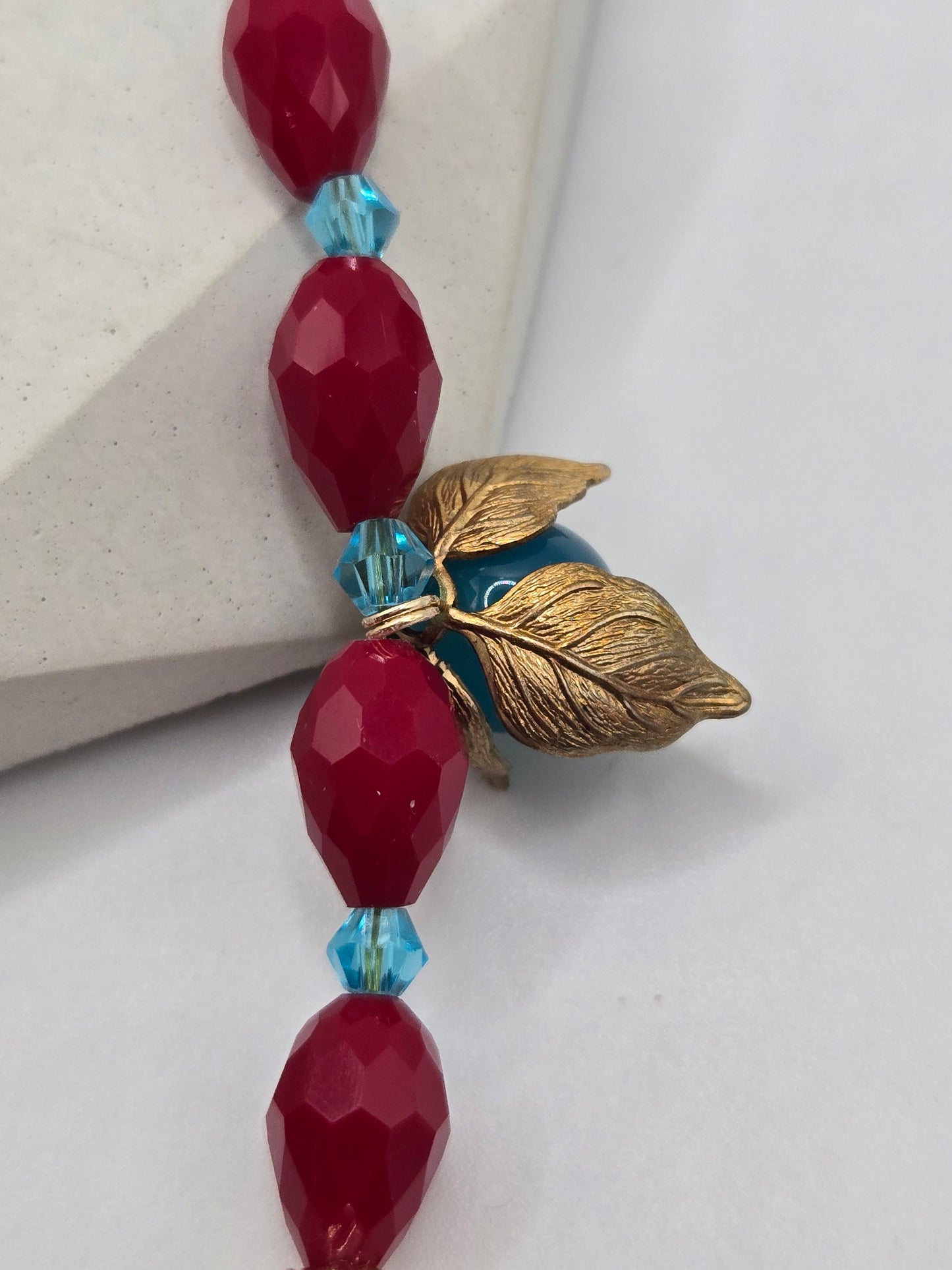 Brass Chain & Glass Bead Necklace and Bracelet Set – Vibrant, Whimsical & Elegant