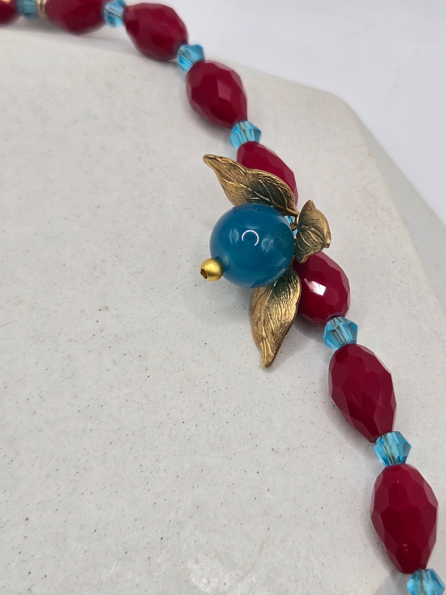 Brass Chain & Glass Bead Necklace and Bracelet Set – Vibrant, Whimsical & Elegant