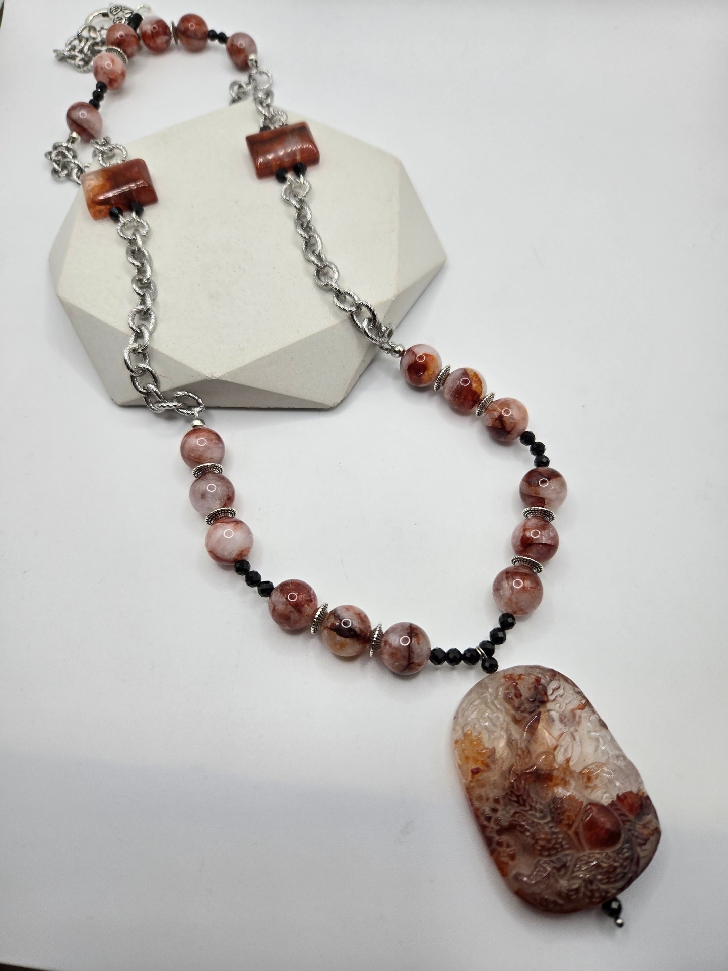 Fire Quartz Fox Statement Necklace – Bold & Mystical Energy