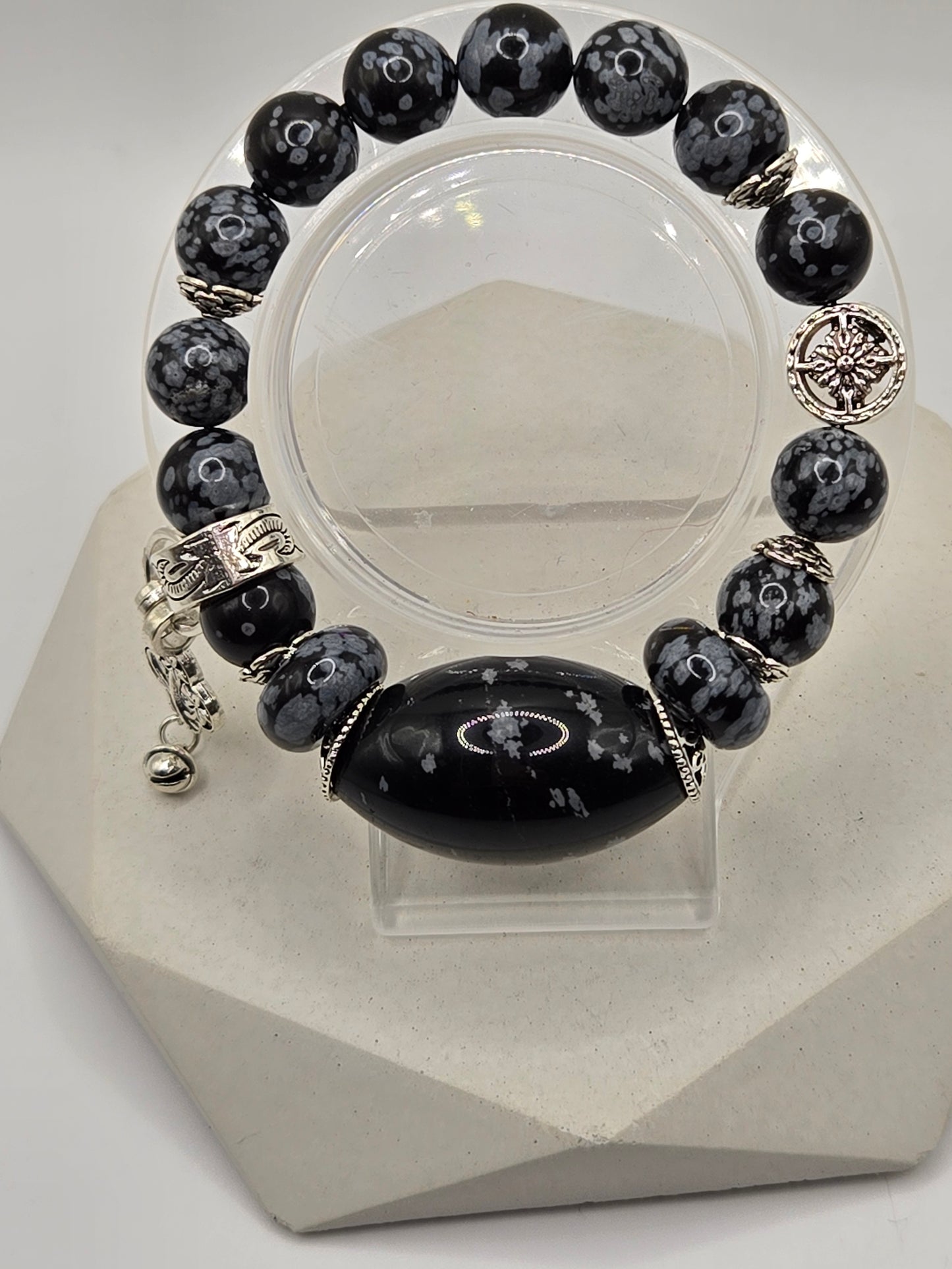 Snowflake Obsidian Bracelet – Elegant Simplicity & Grounding Energy