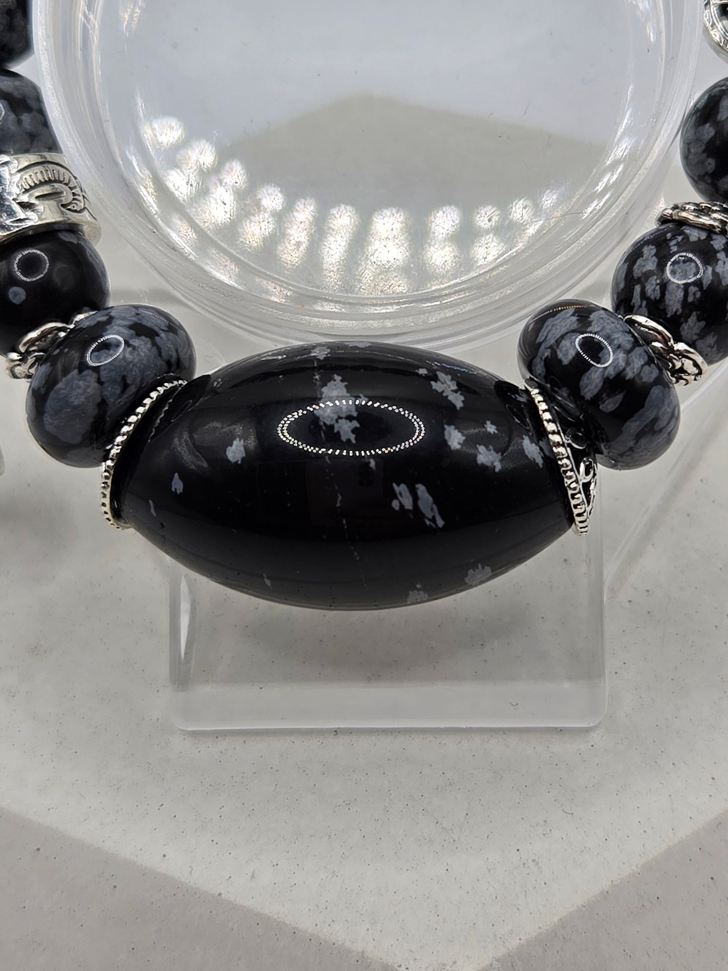 Snowflake Obsidian Bracelet – Elegant Simplicity & Grounding Energy