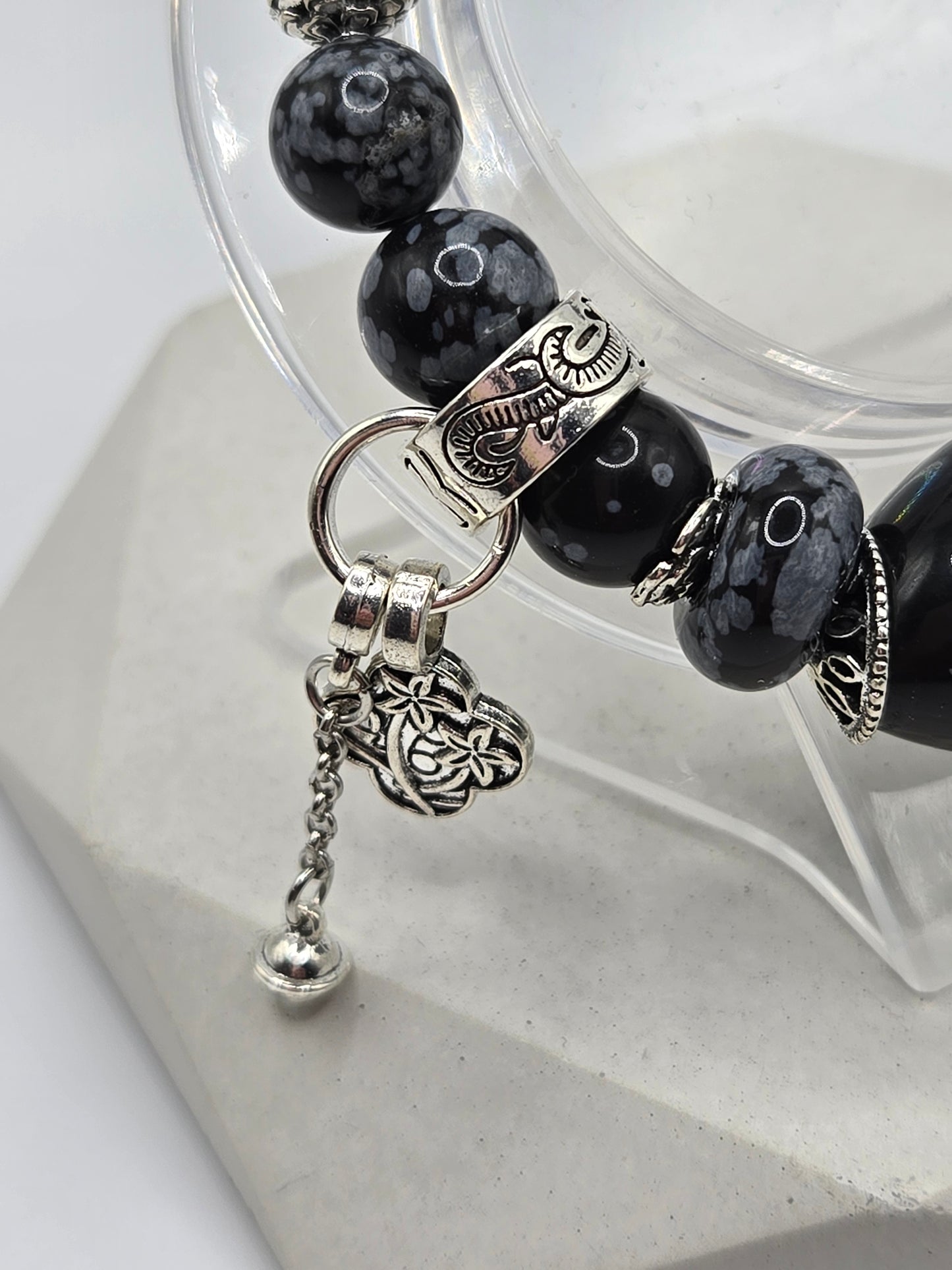 Snowflake Obsidian Bracelet – Elegant Simplicity & Grounding Energy