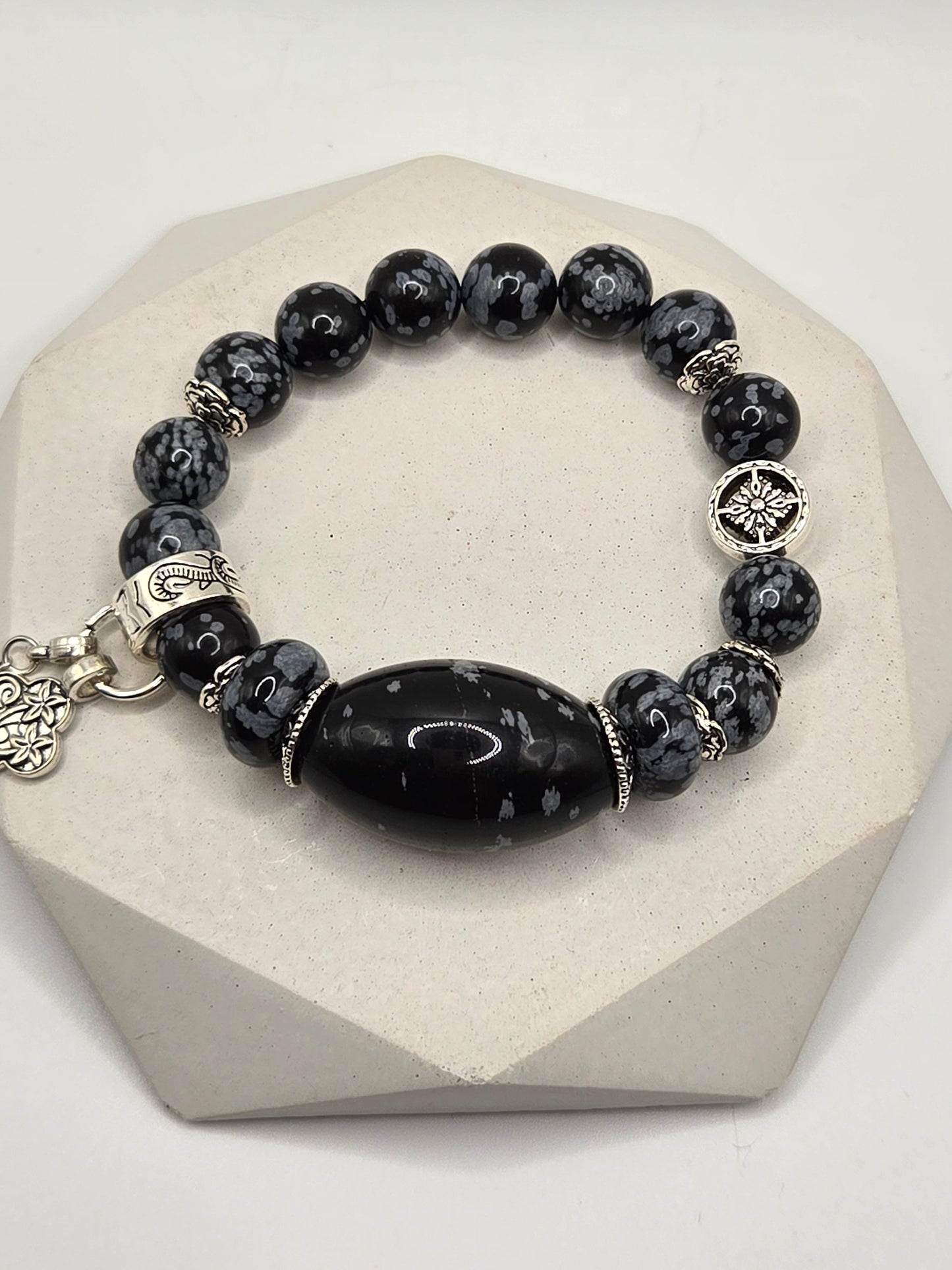 Snowflake Obsidian Bracelet – Elegant Simplicity & Grounding Energy