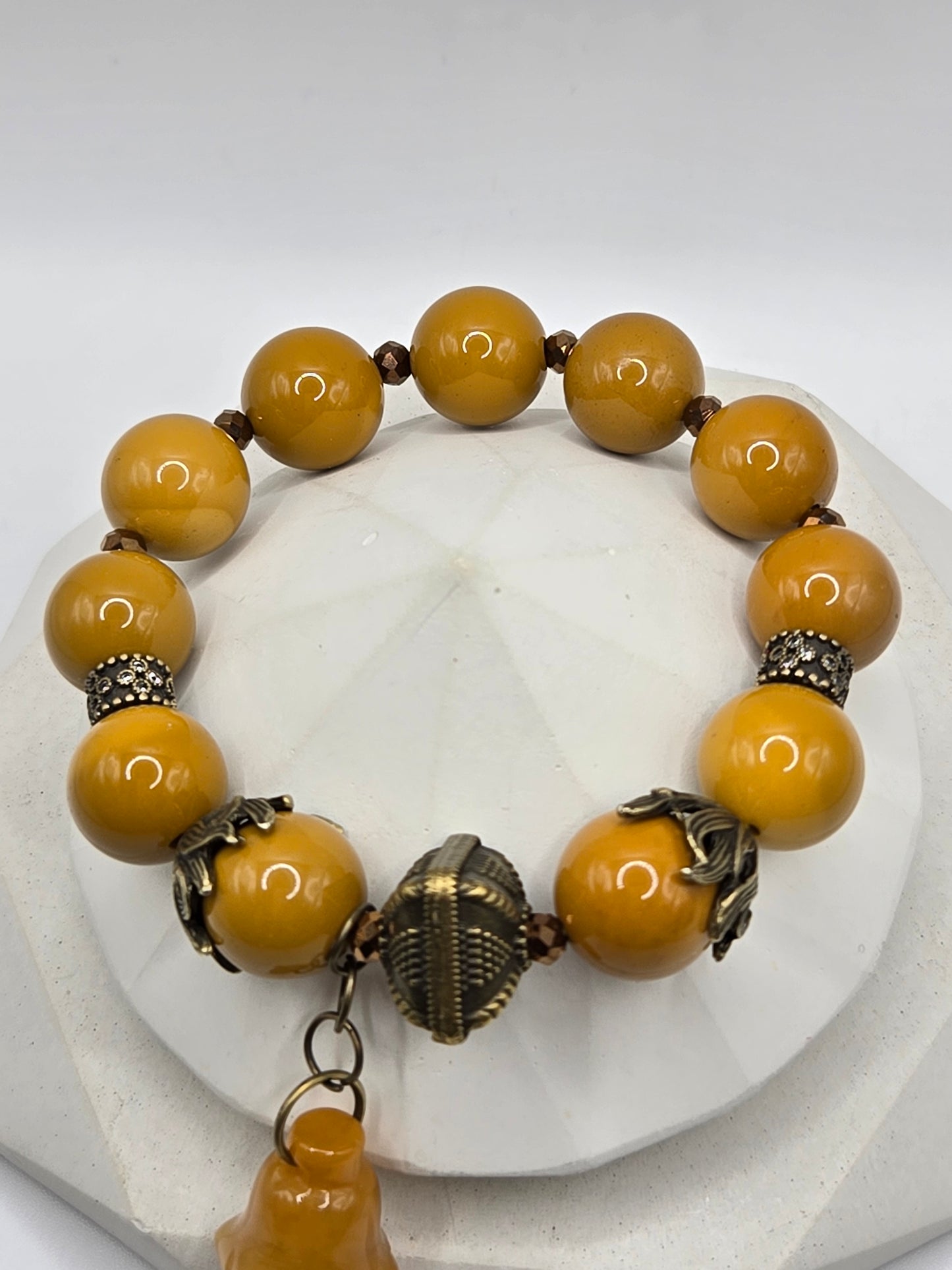 Yellow Mookite Bracelet with Yellow Jade Flower Charm – Warm & Radiant Elegance