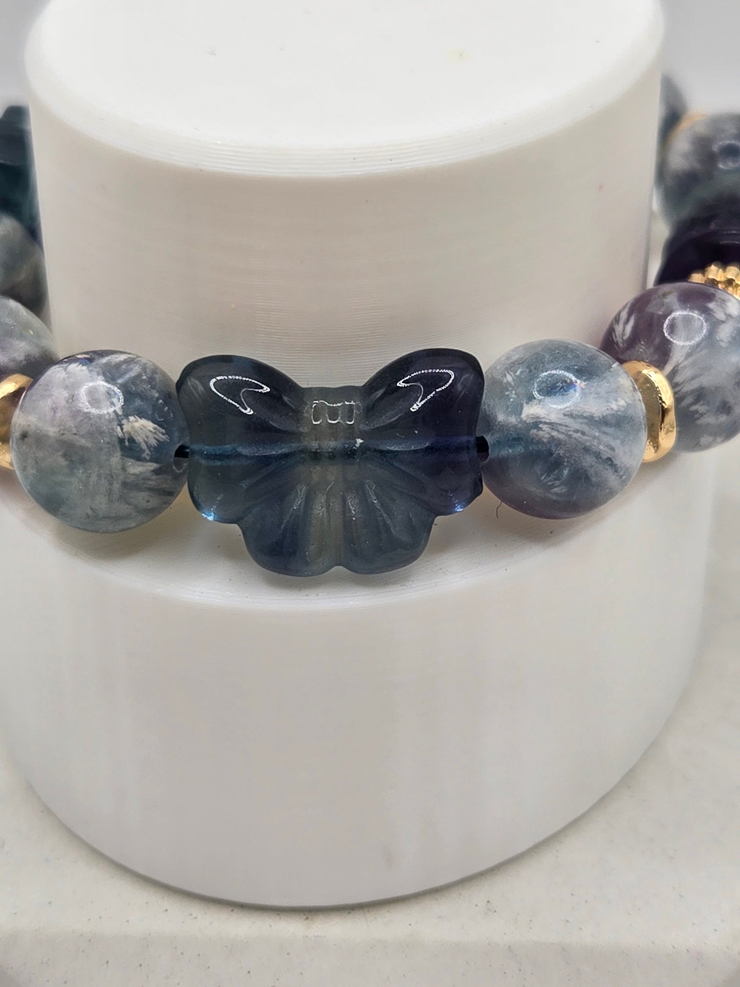 Feather Fluorite Bracelet with Fluorite Charms – Mystical Elegance & Natural Beauty