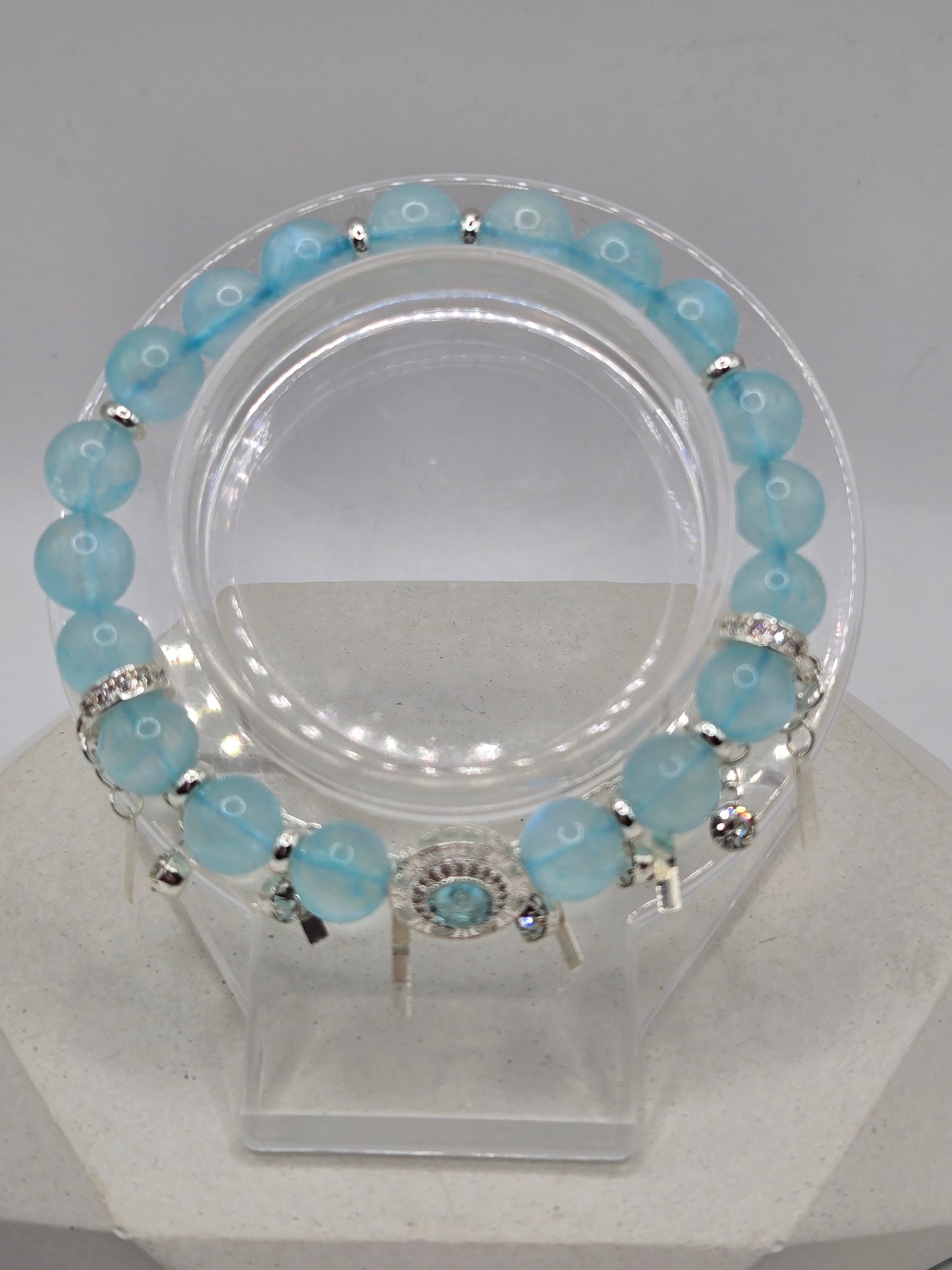 Unique Sky-Blue Moonstone Bracelet – Ethereal Elegance & Calm Beauty
