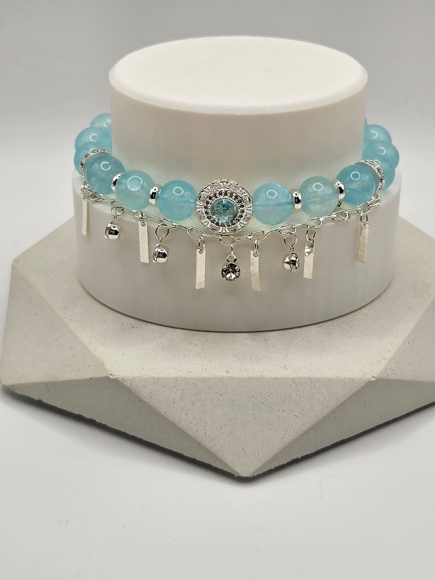 Unique Sky-Blue Moonstone Bracelet – Ethereal Elegance & Calm Beauty
