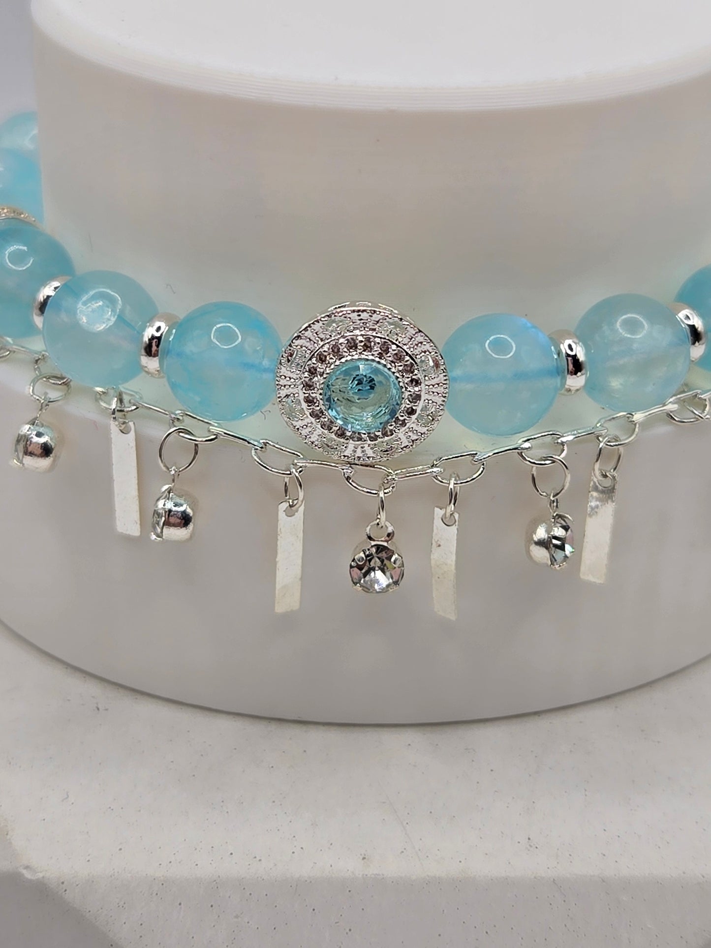 Unique Sky-Blue Moonstone Bracelet – Ethereal Elegance & Calm Beauty