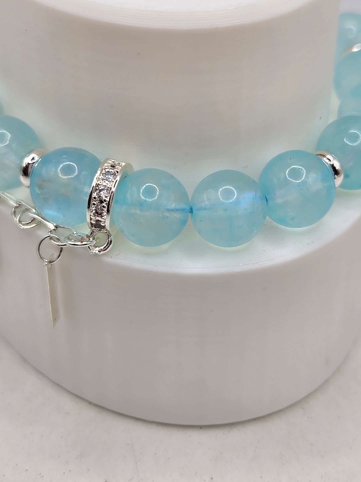 Unique Sky-Blue Moonstone Bracelet – Ethereal Elegance & Calm Beauty