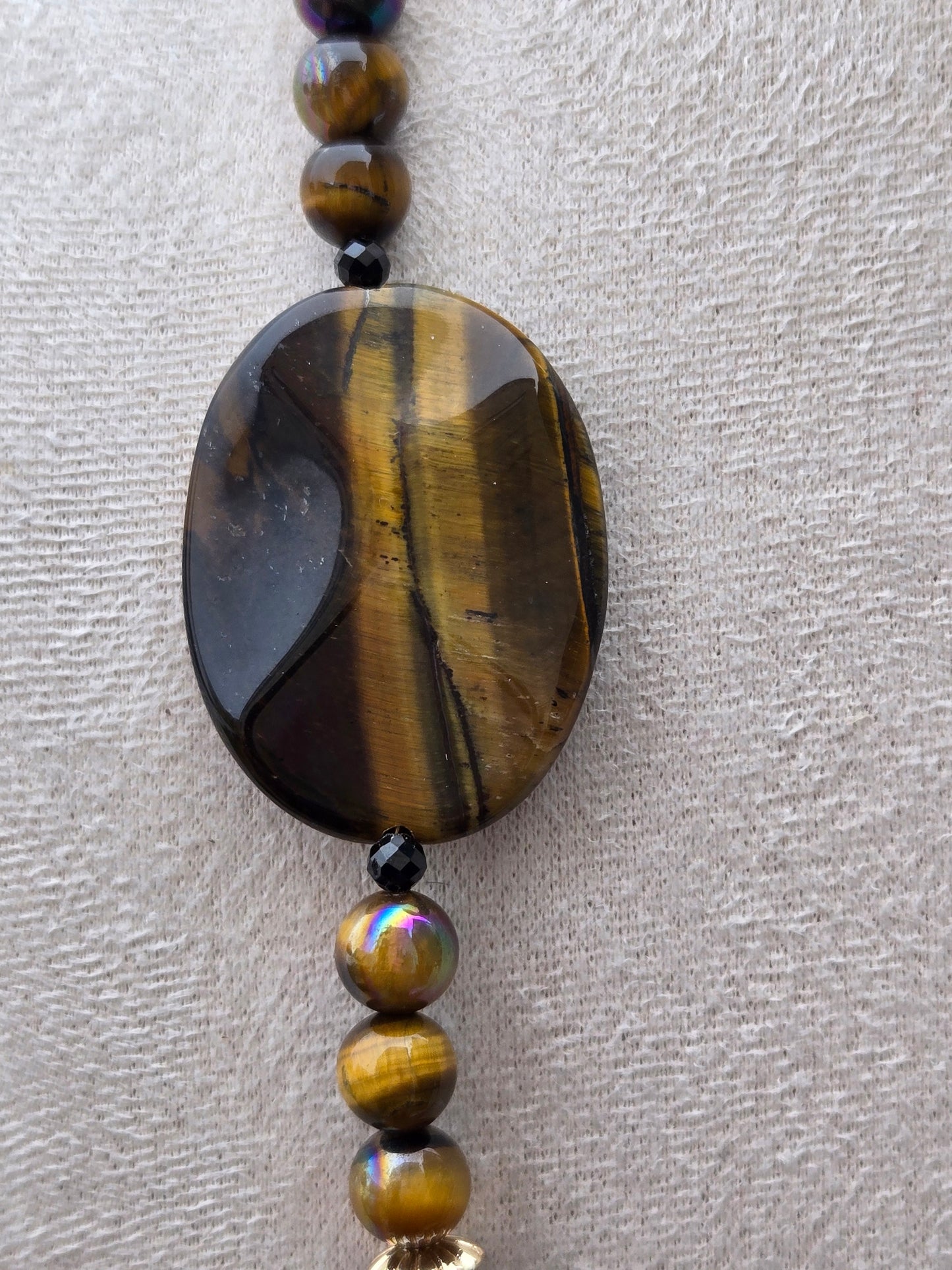 Tiger's Eye Necklace and Bracelet Set – Bold, Natural Elegance with a Touch of Gold