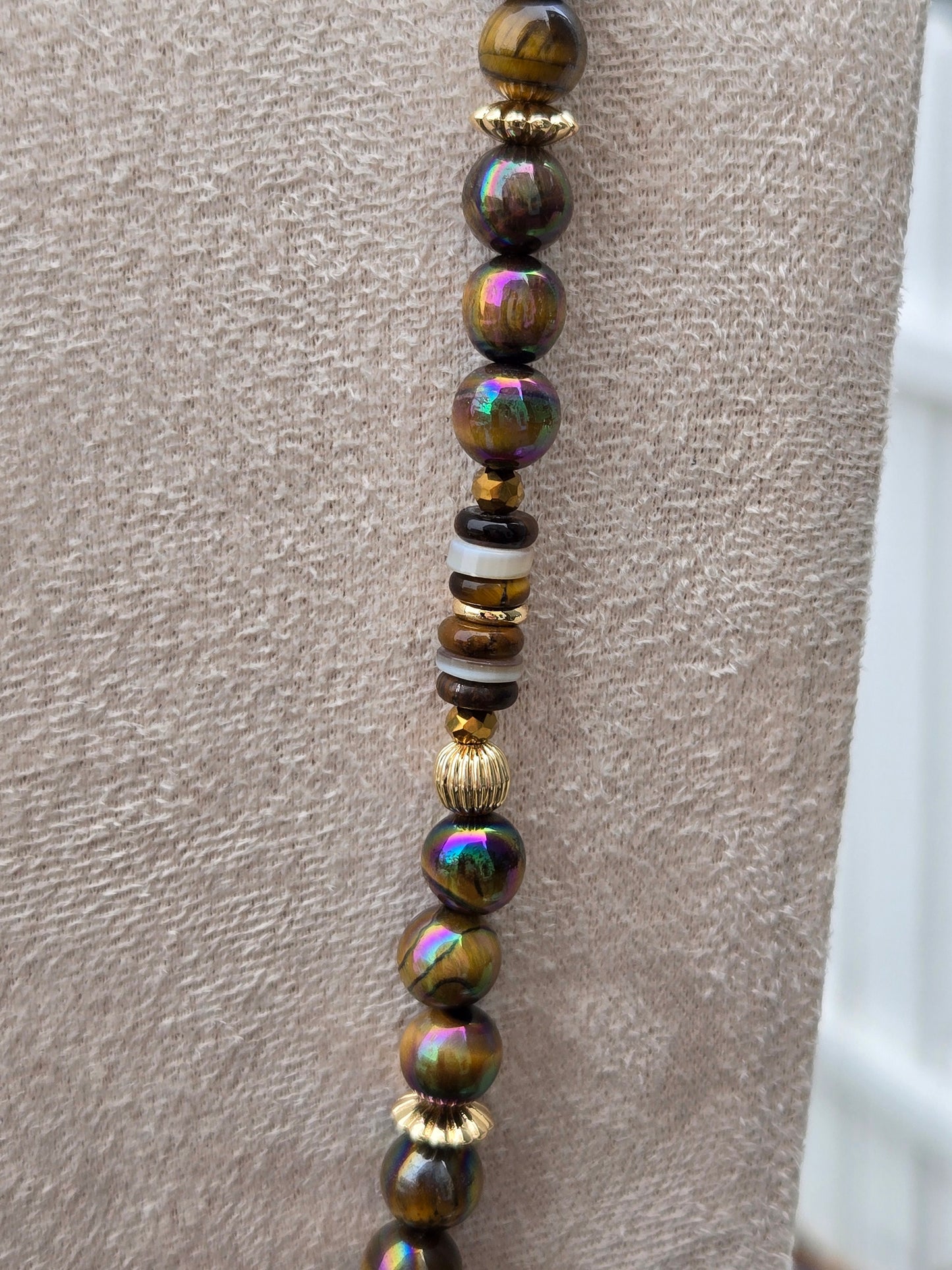 Tiger's Eye Necklace and Bracelet Set – Bold, Natural Elegance with a Touch of Gold