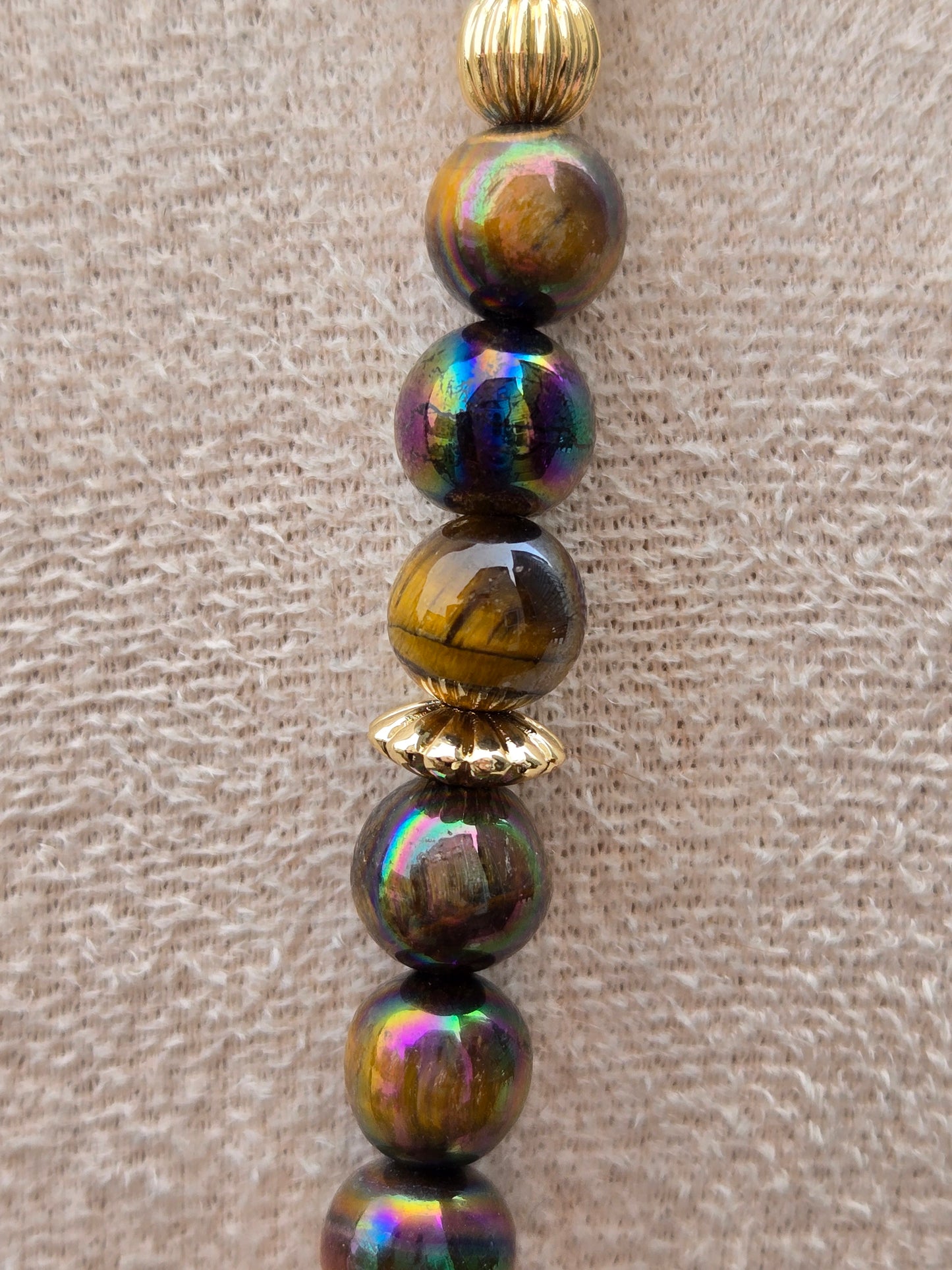 Tiger's Eye Necklace and Bracelet Set – Bold, Natural Elegance with a Touch of Gold