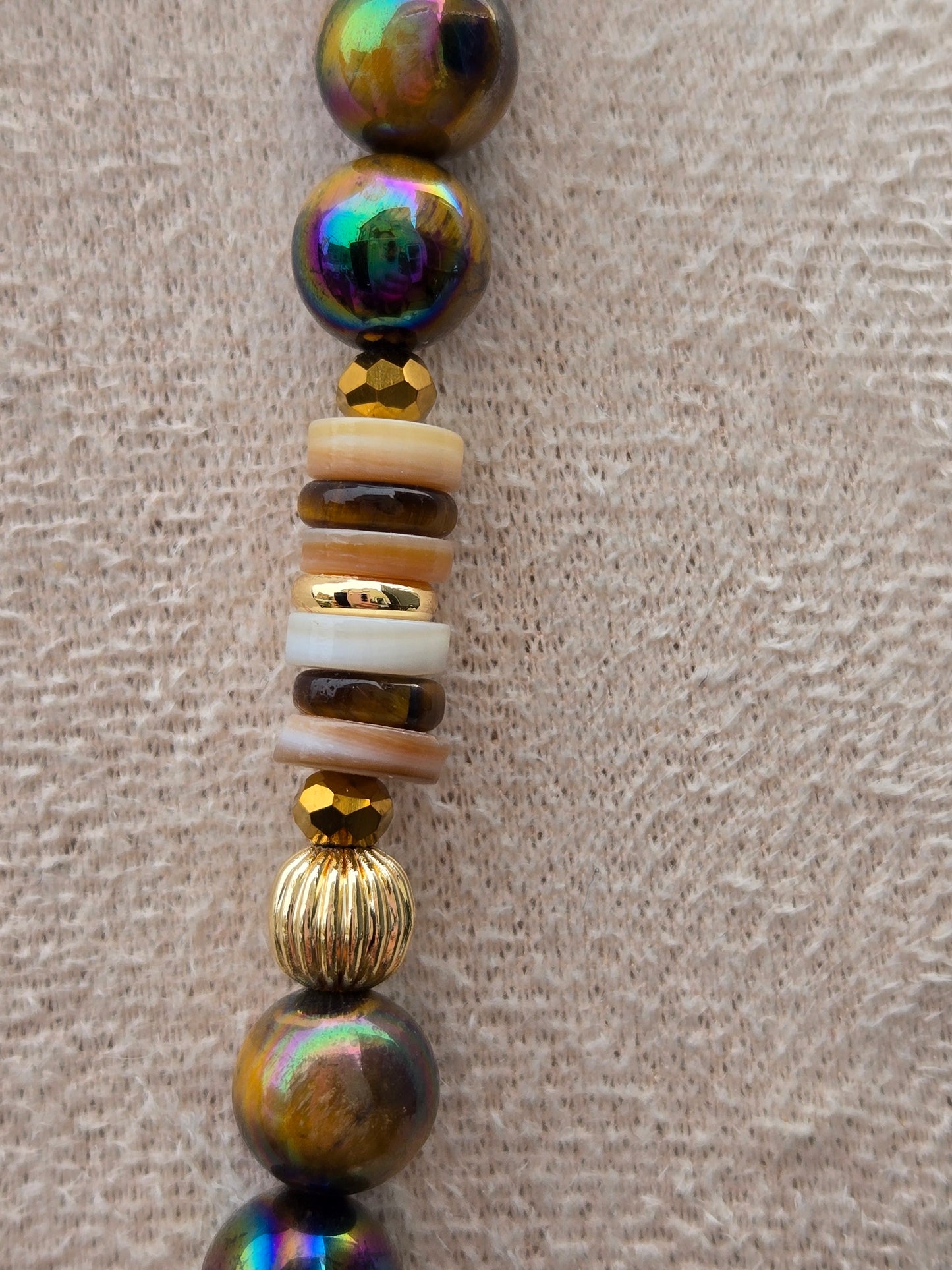 Tiger's Eye Necklace and Bracelet Set – Bold, Natural Elegance with a Touch of Gold