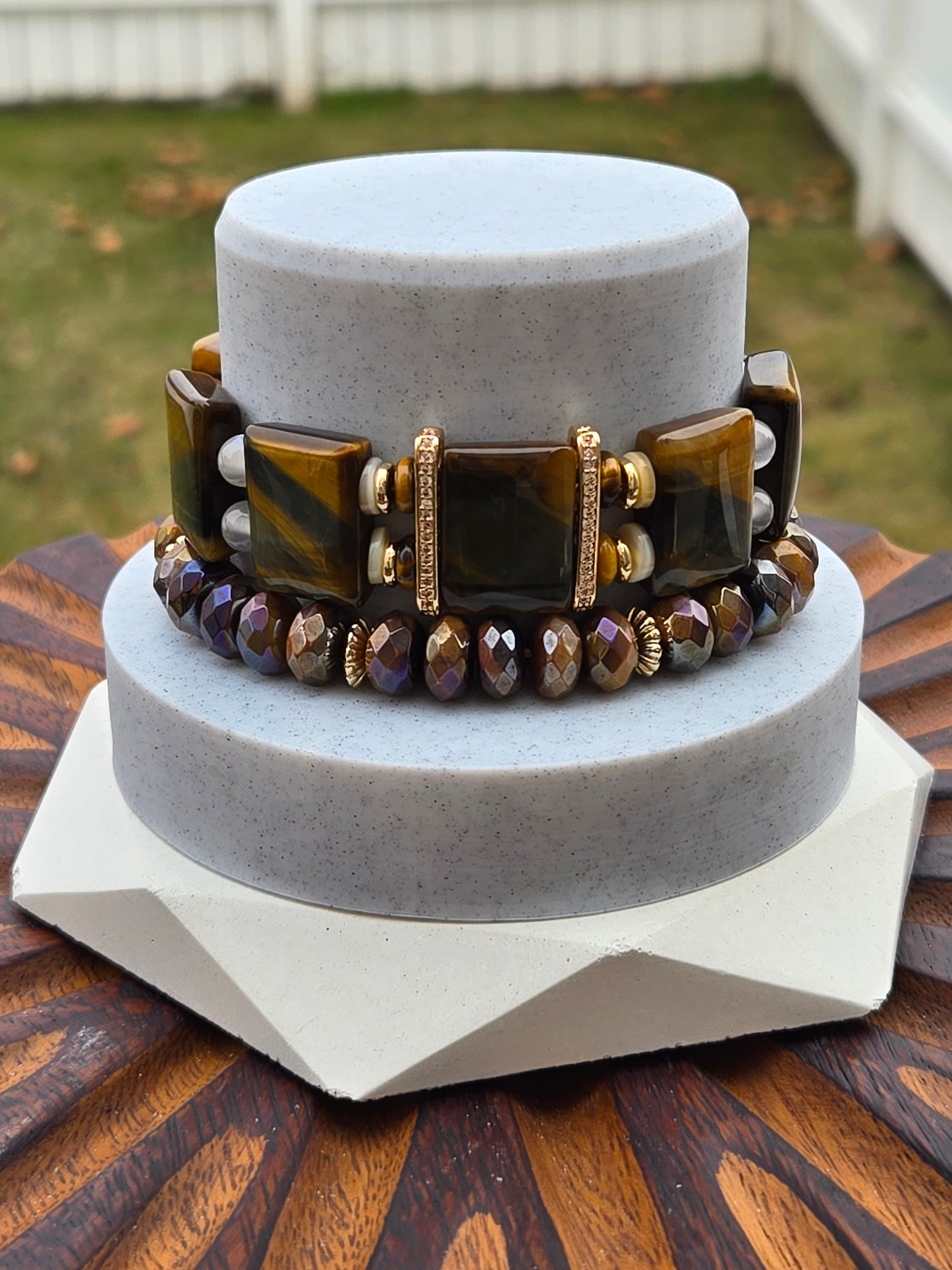 Tiger's Eye Necklace and Bracelet Set – Bold, Natural Elegance with a Touch of Gold