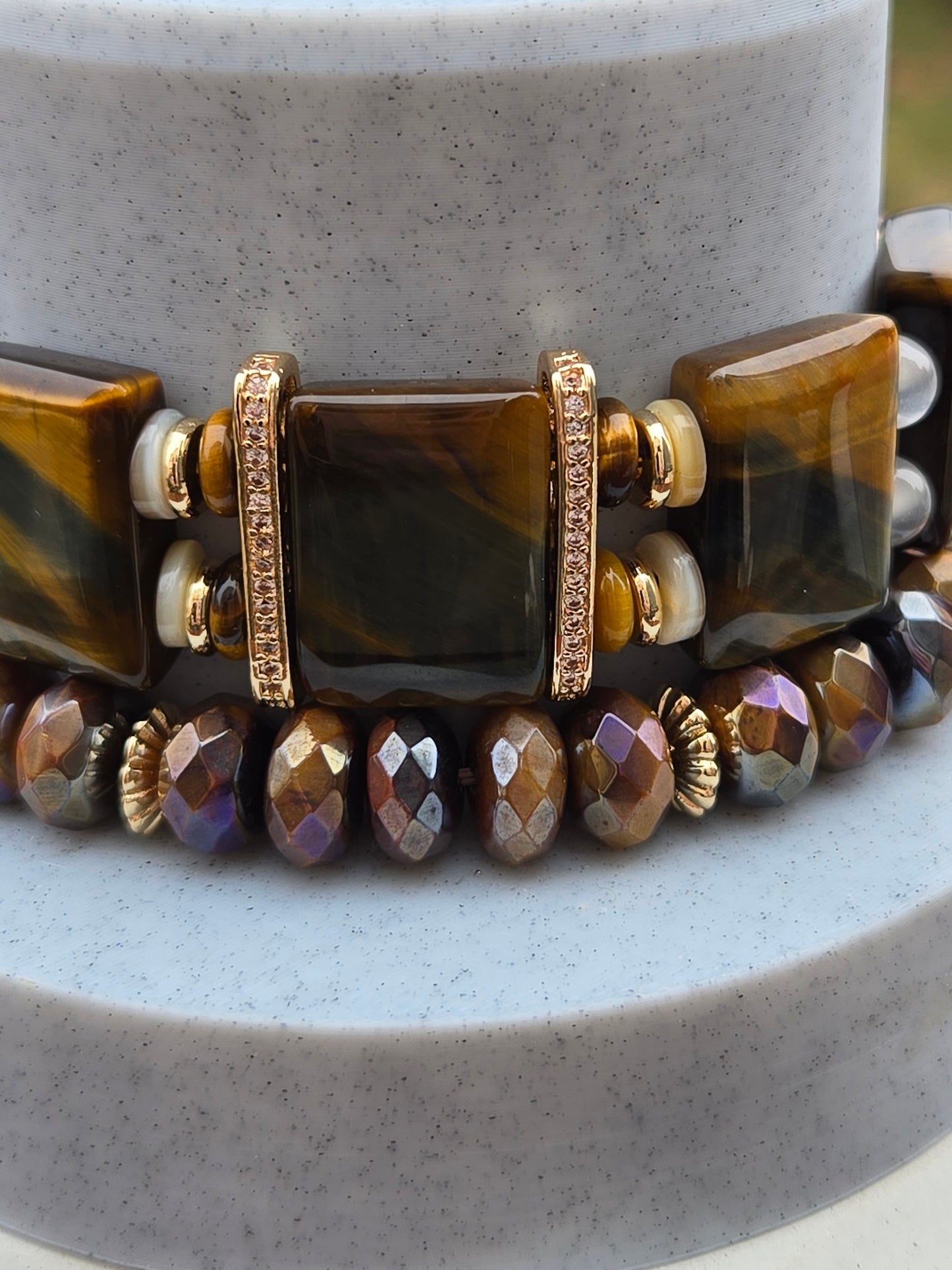 Tiger's Eye Necklace and Bracelet Set – Bold, Natural Elegance with a Touch of Gold