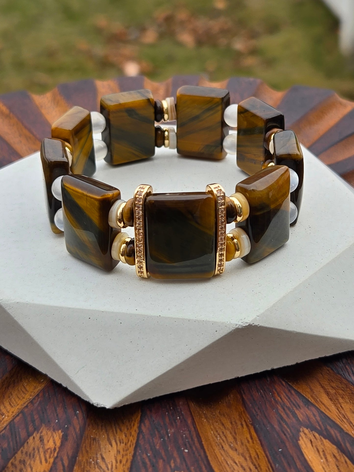 Tiger's Eye Necklace and Bracelet Set – Bold, Natural Elegance with a Touch of Gold