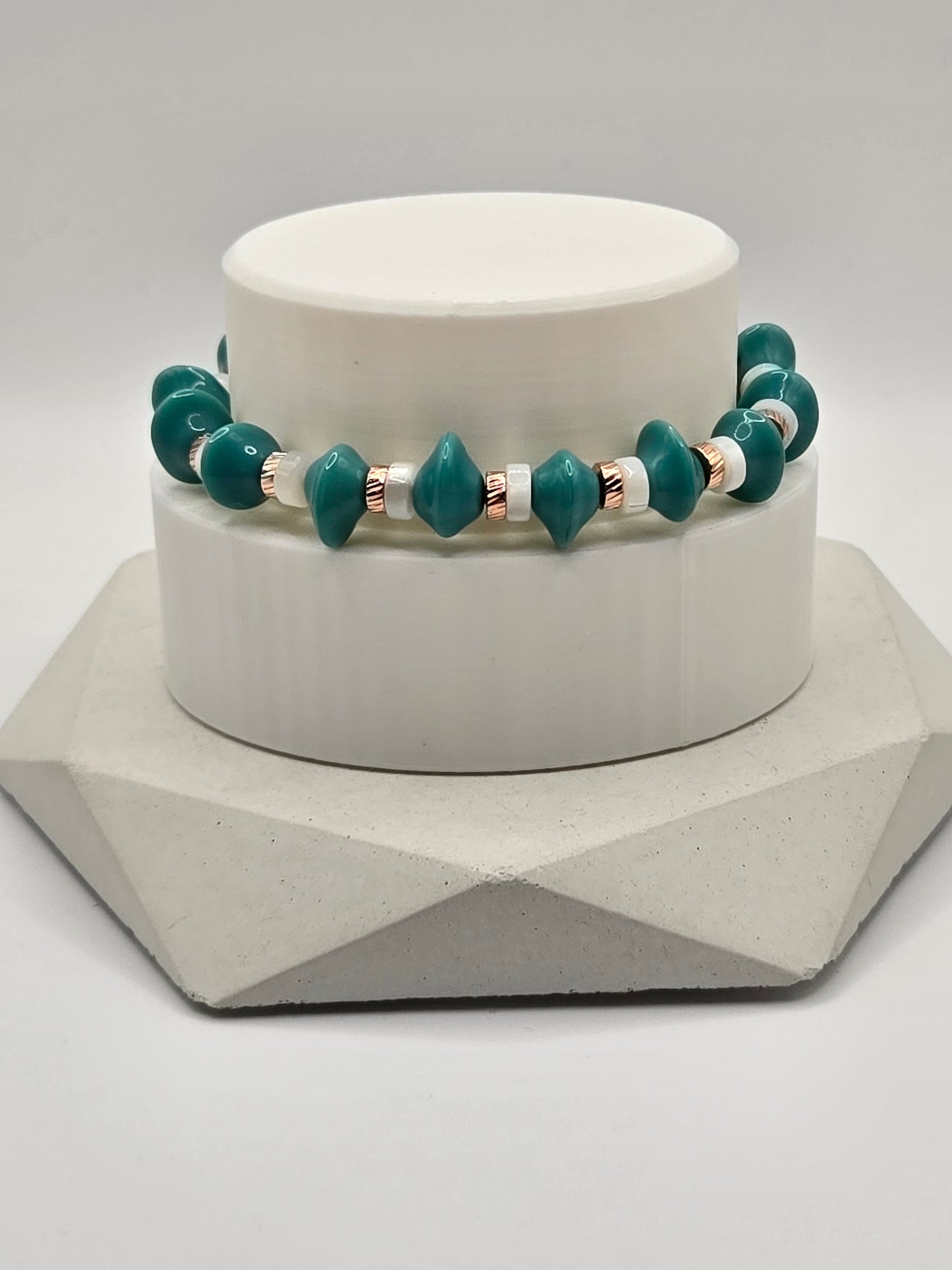 Turquoise Color Glass Matching Double Necklace and Bracelet Set