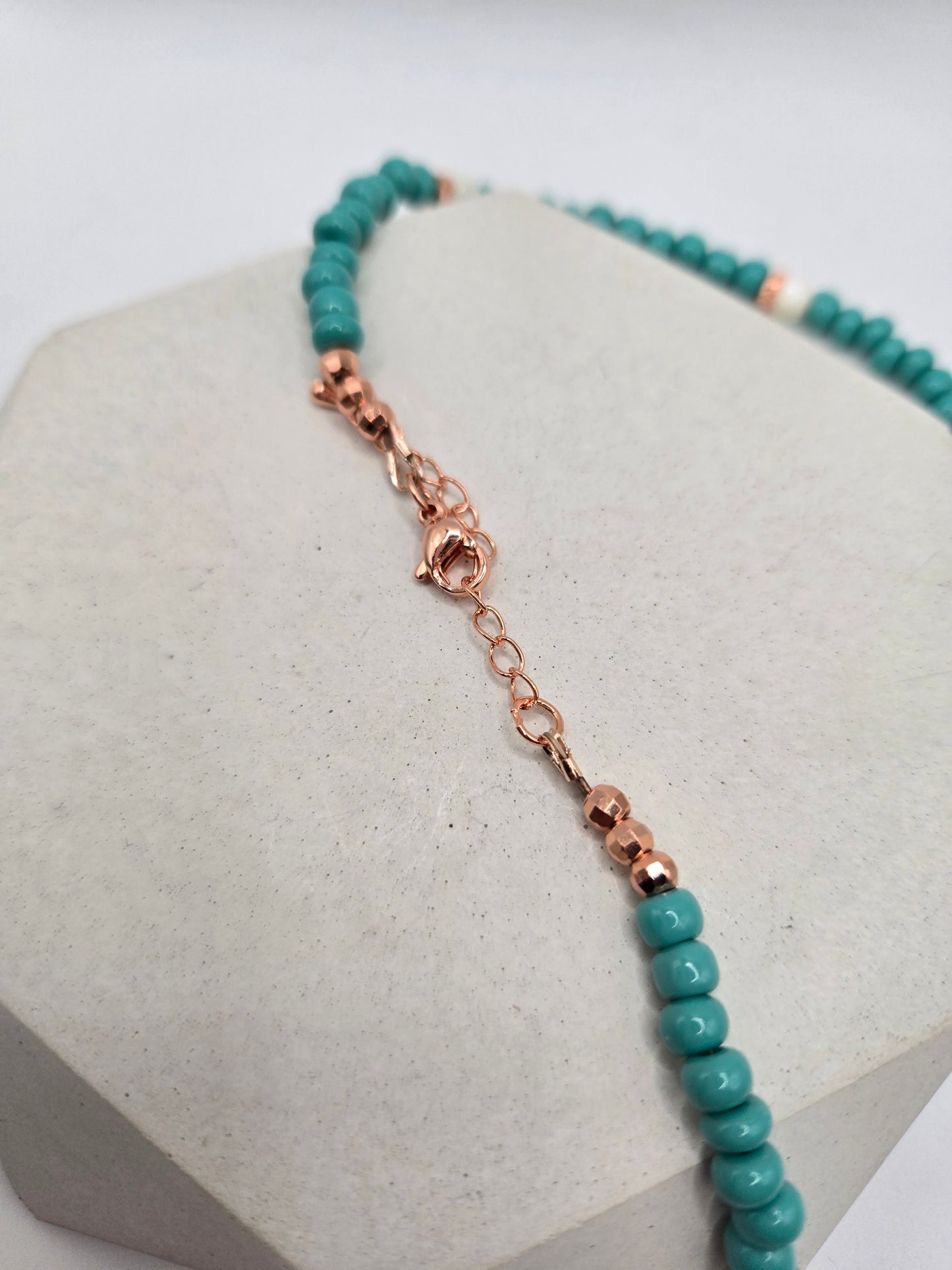Turquoise Color Glass Matching Double Necklace and Bracelet Set