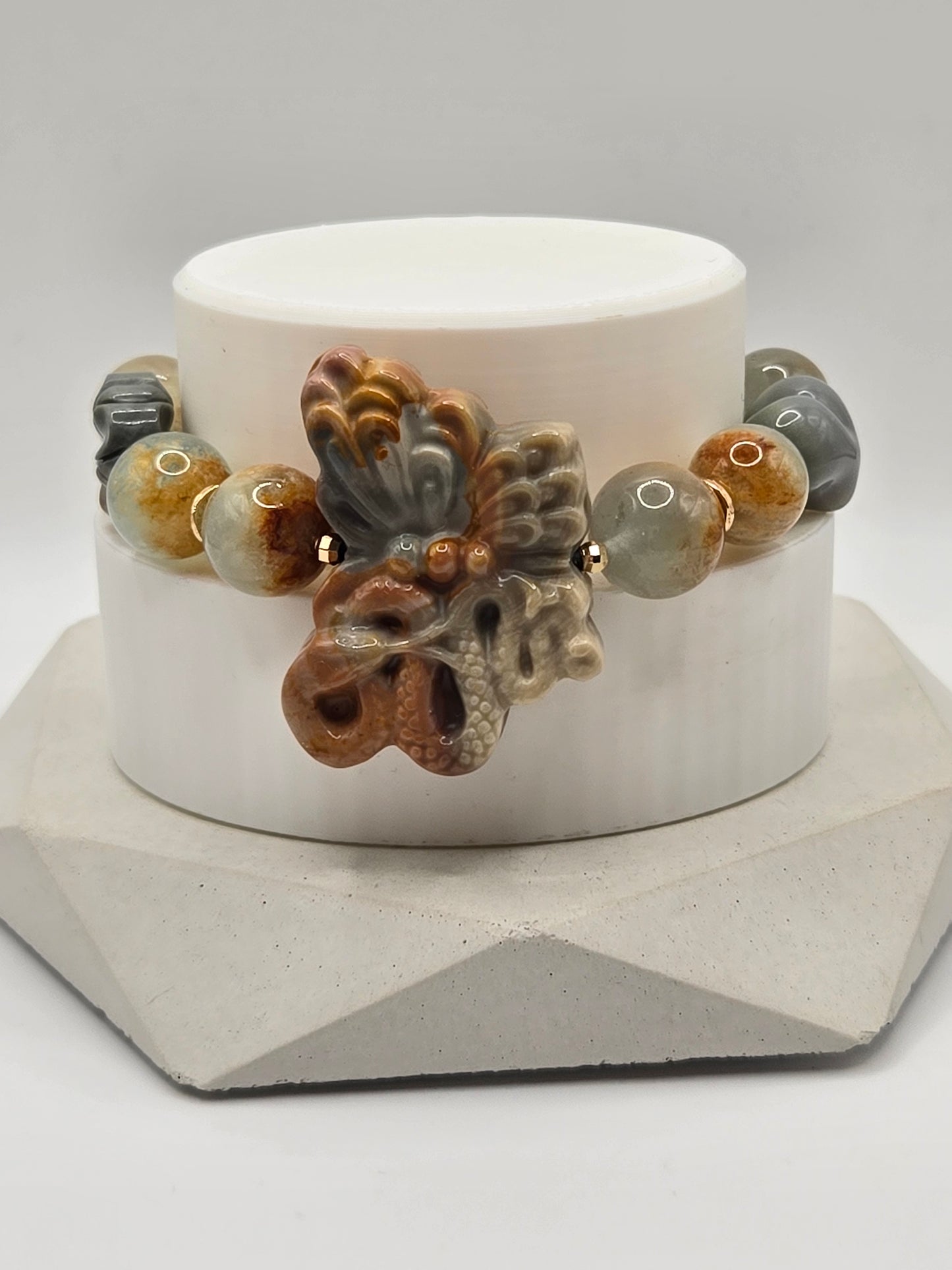 Aquamarine and Alashan Butterfly Snake Bracelet
