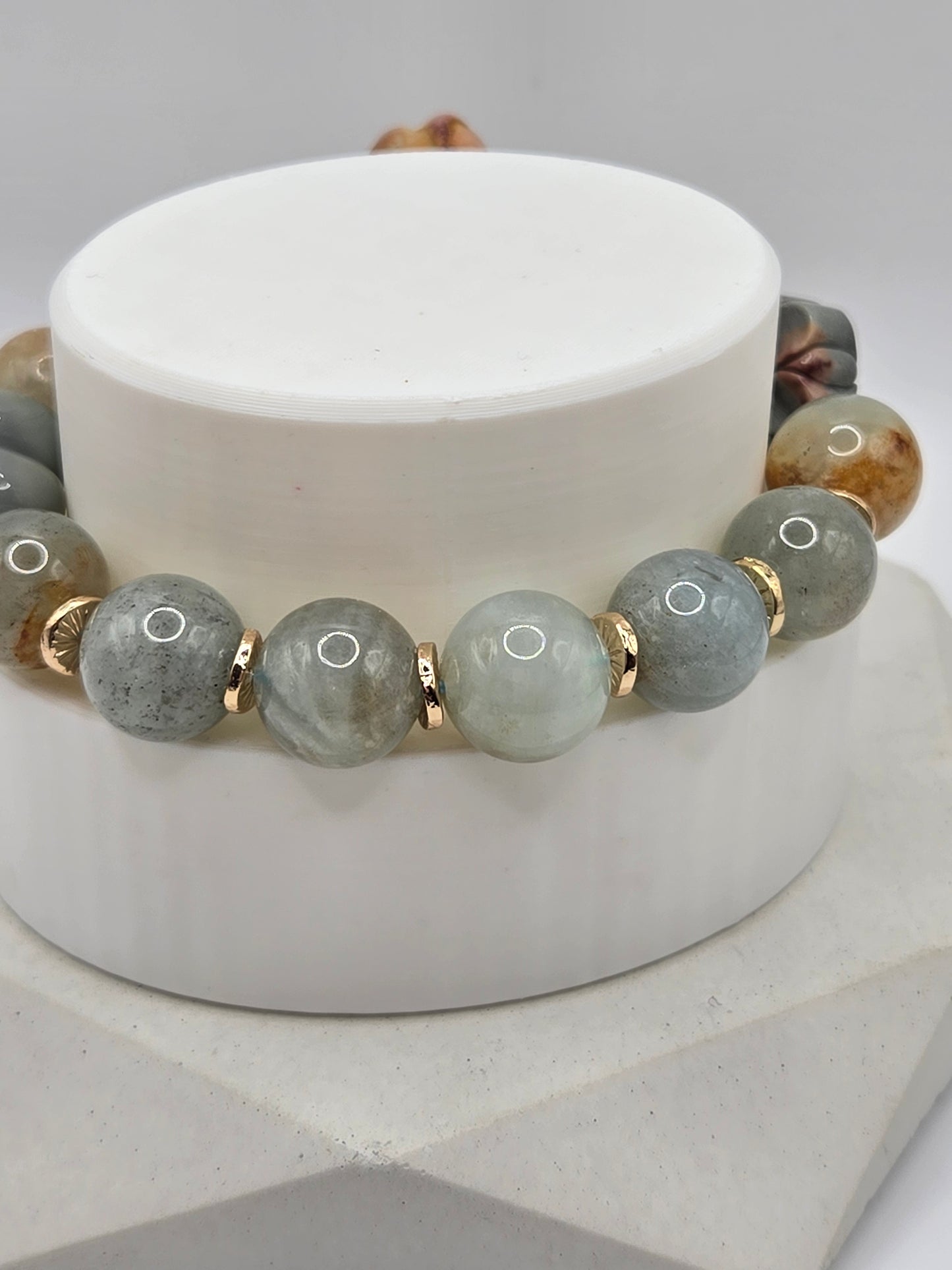 Aquamarine and Alashan Butterfly Snake Bracelet