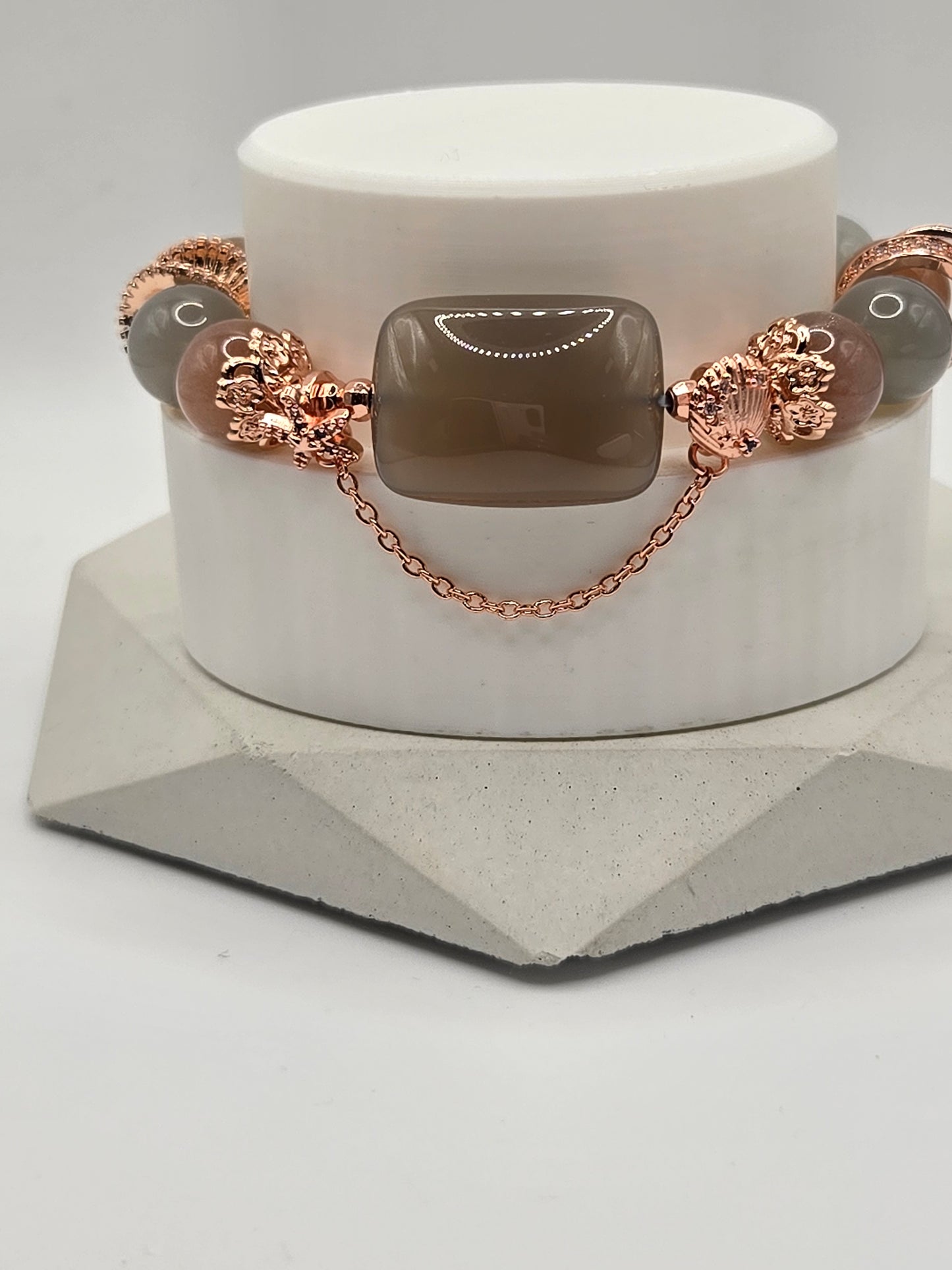 Mixed Color Moonstone and Agate bracelet