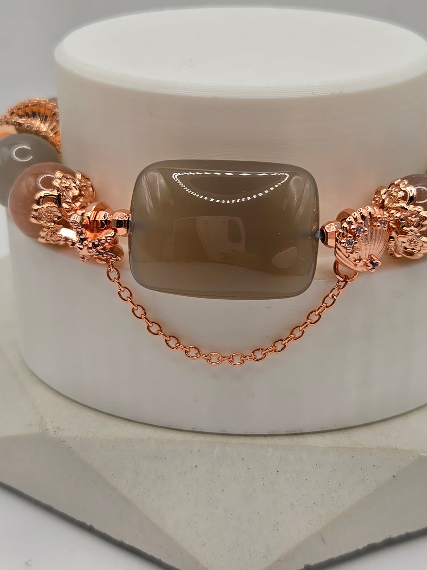 Mixed Color Moonstone and Agate bracelet