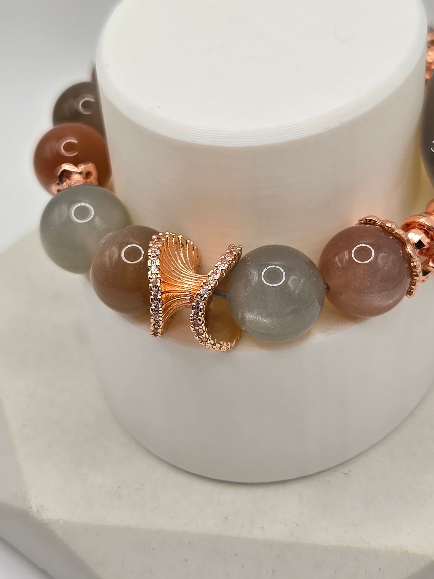 Mixed Color Moonstone and Agate bracelet