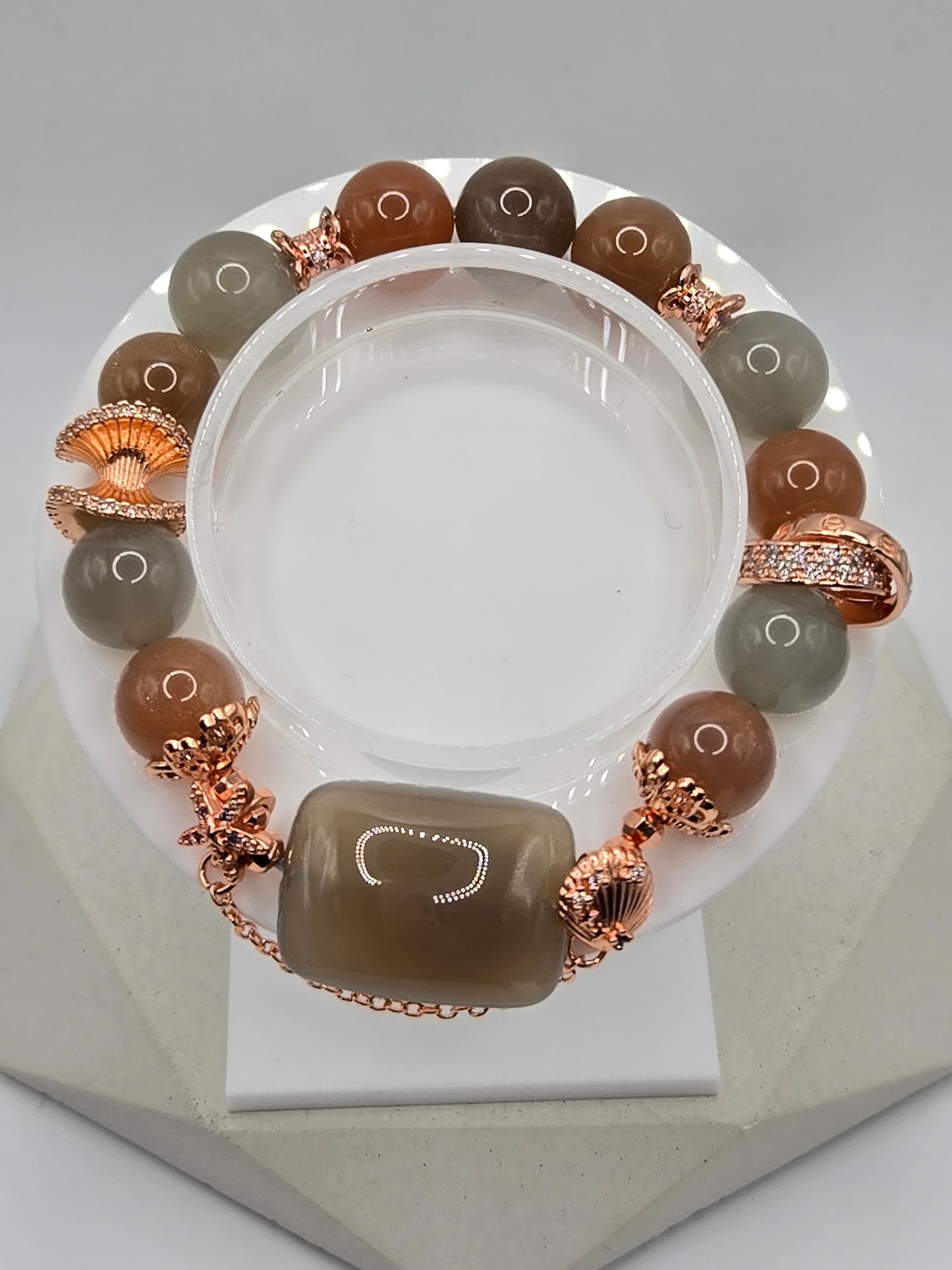 Mixed Color Moonstone and Agate bracelet