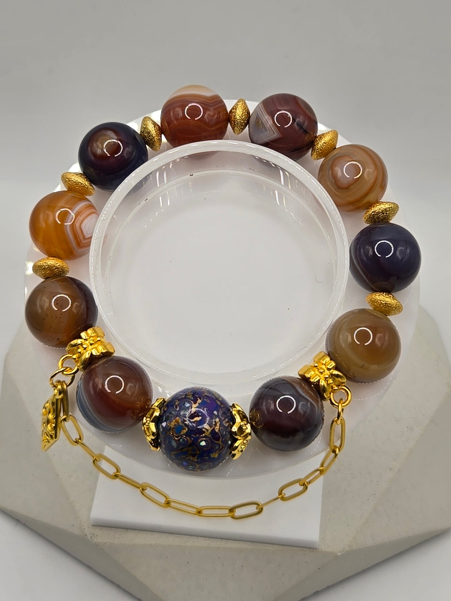 Mixed Color Banded Agate Bracelet