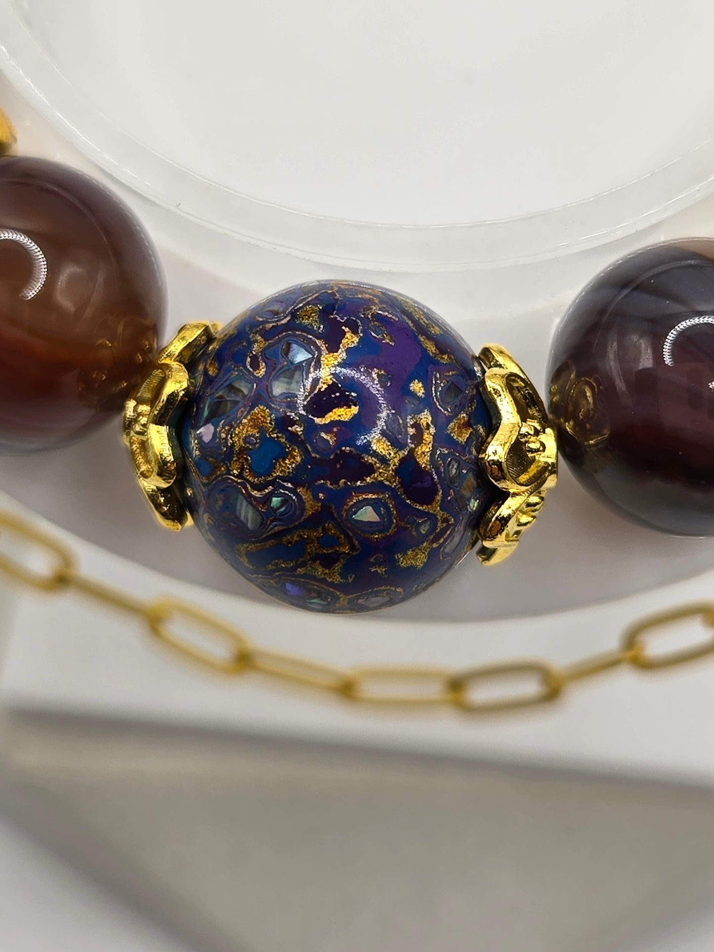 Mixed Color Banded Agate Bracelet