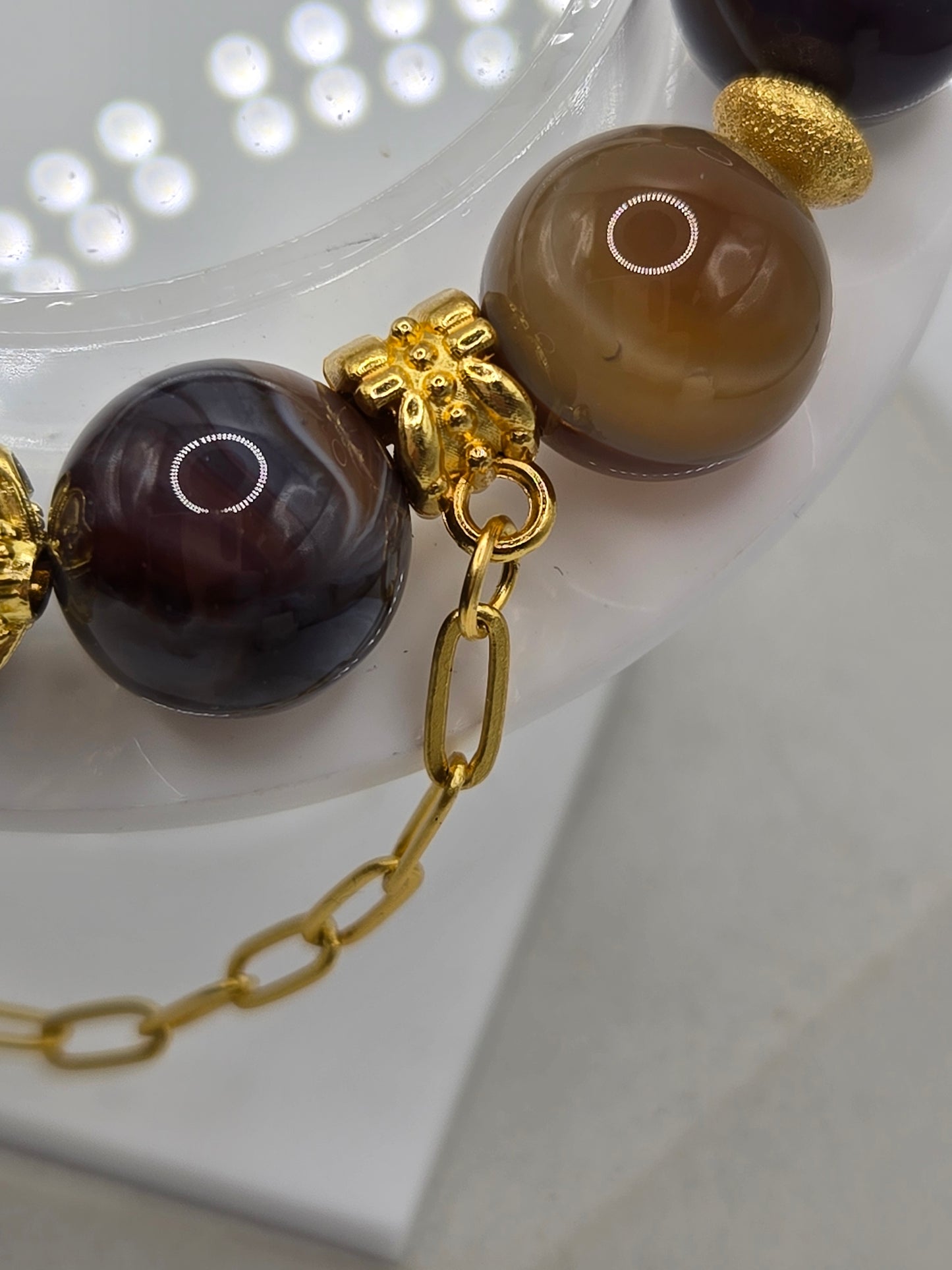 Mixed Color Banded Agate Bracelet