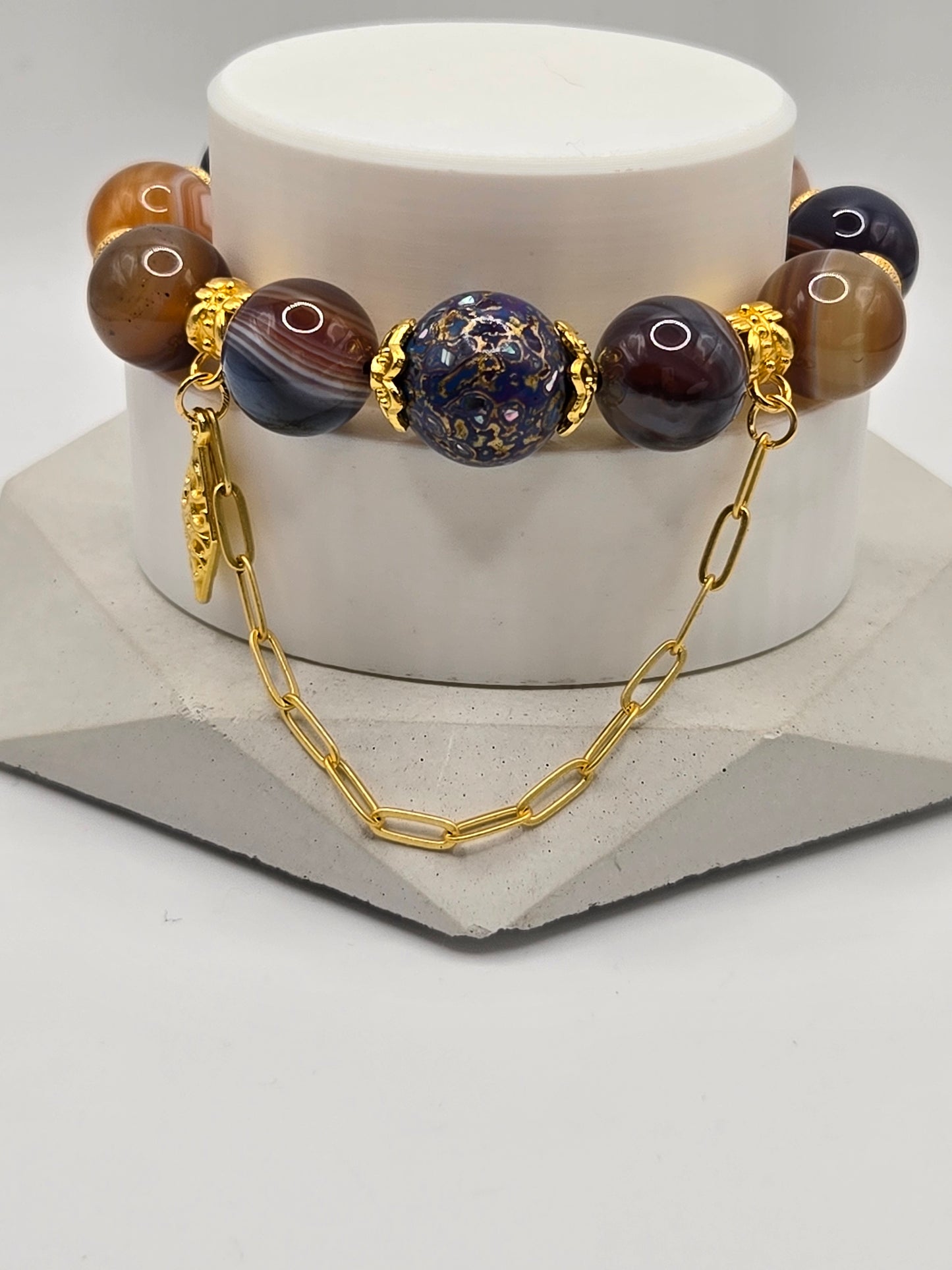 Mixed Color Banded Agate Bracelet