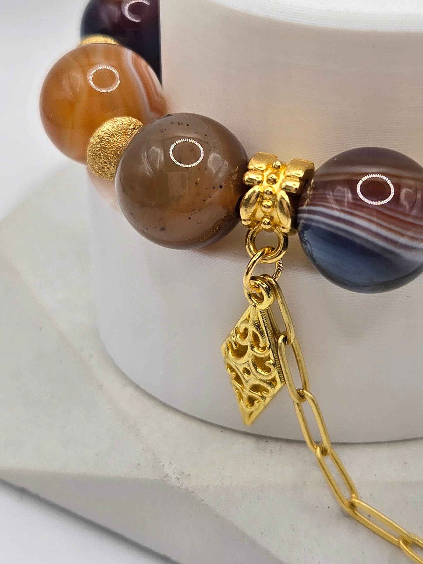 Mixed Color Banded Agate Bracelet