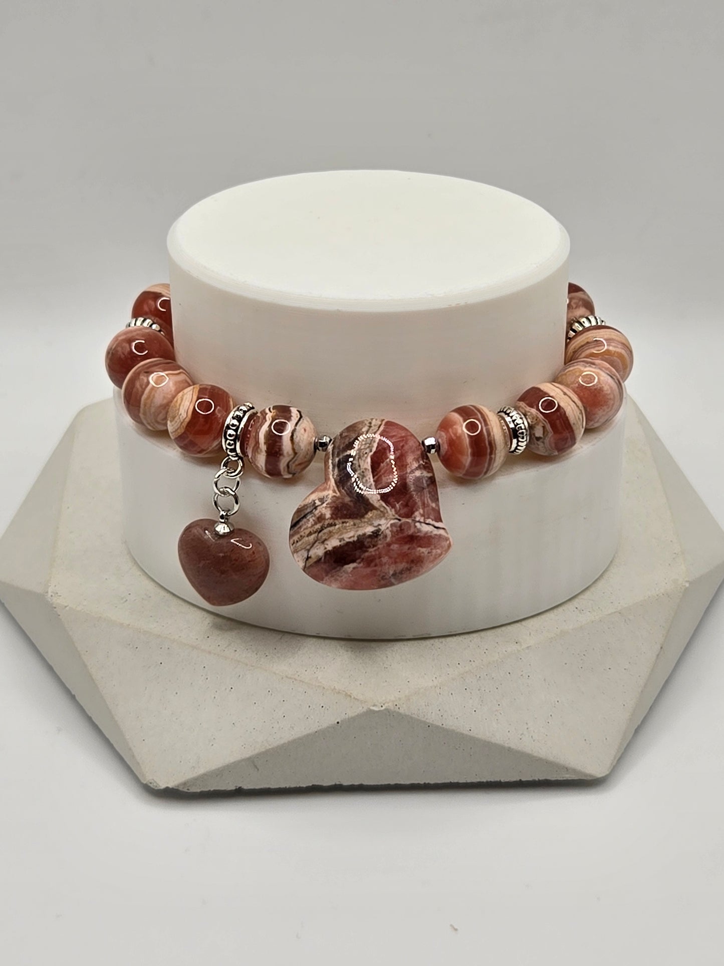 Rhodochrosite Heart Bracelet