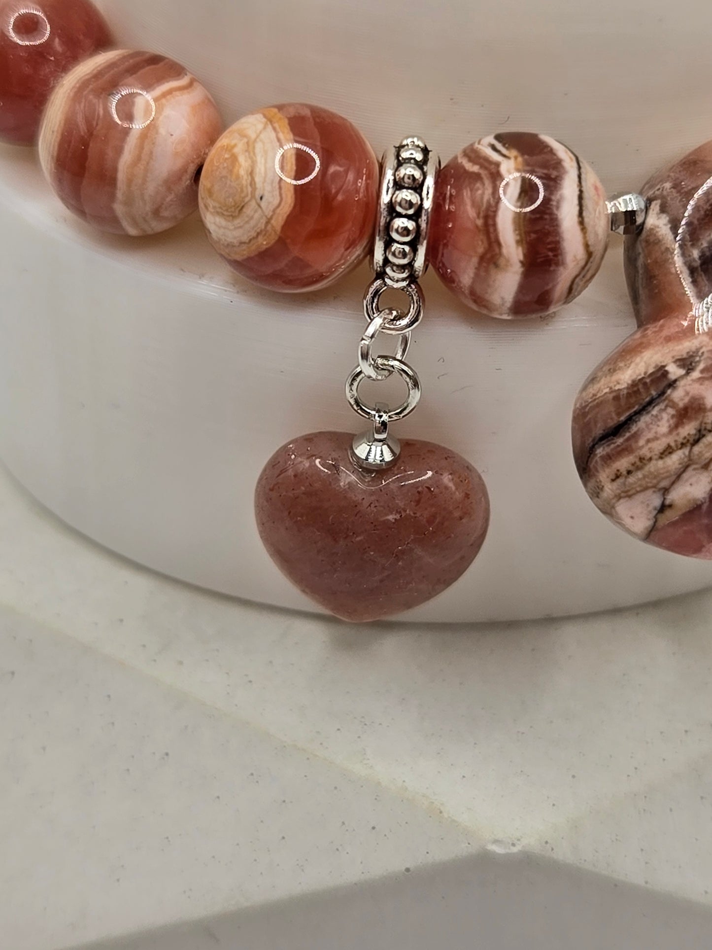 Rhodochrosite Heart Bracelet