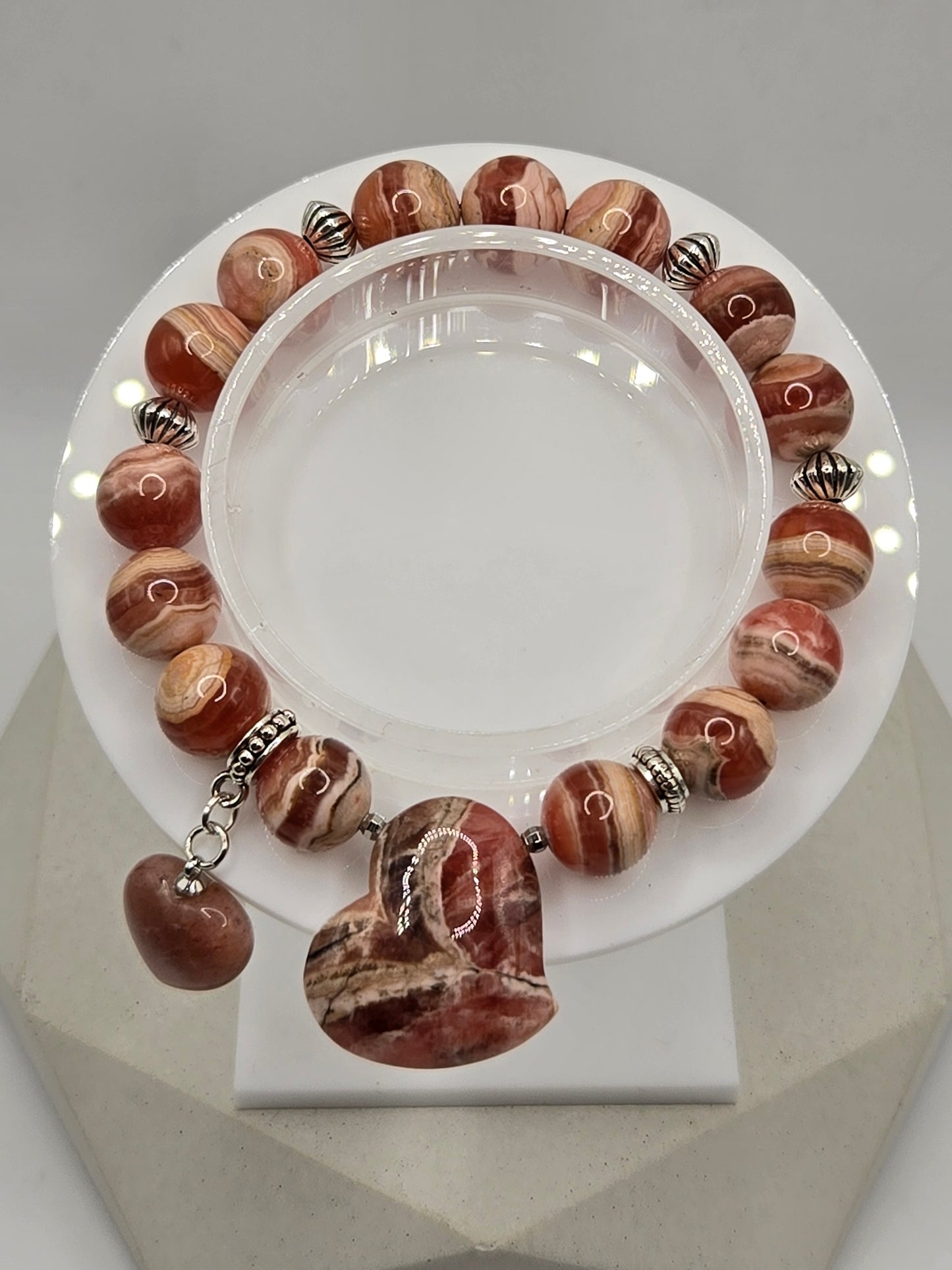 Rhodochrosite Heart Bracelet
