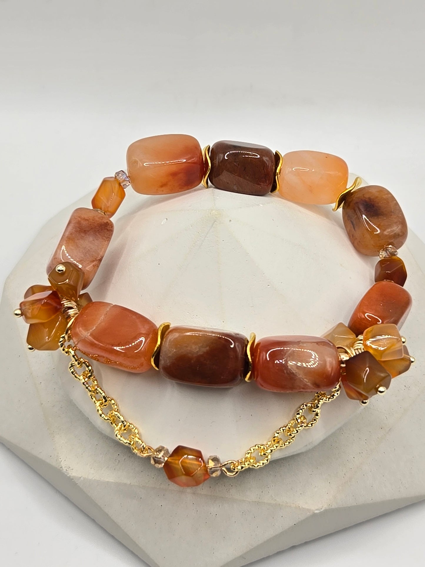Orange Red Agate Bracelet