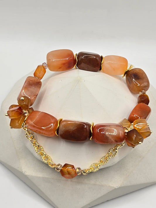 Orange Red Agate Bracelet