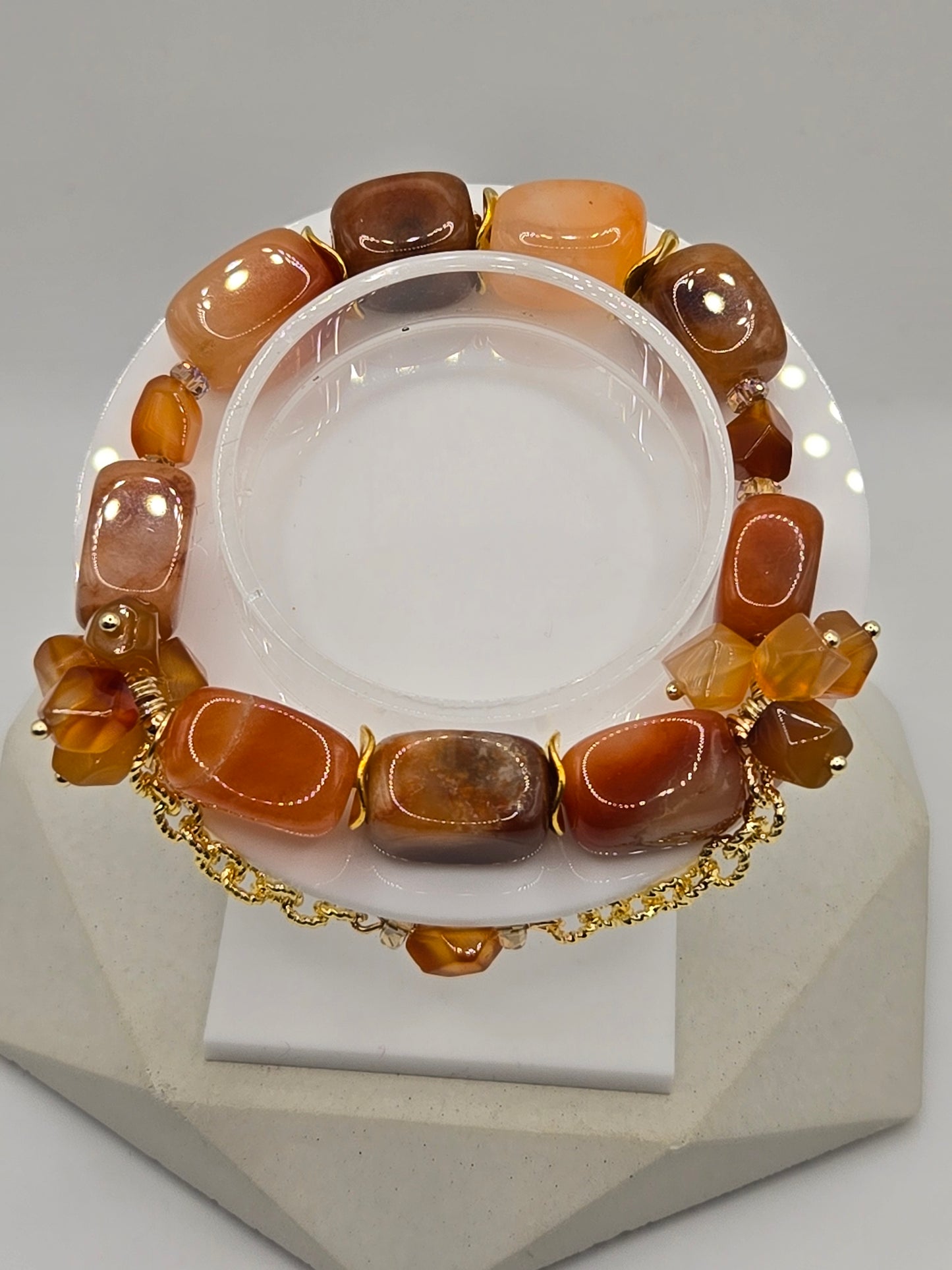 Orange Red Agate Bracelet