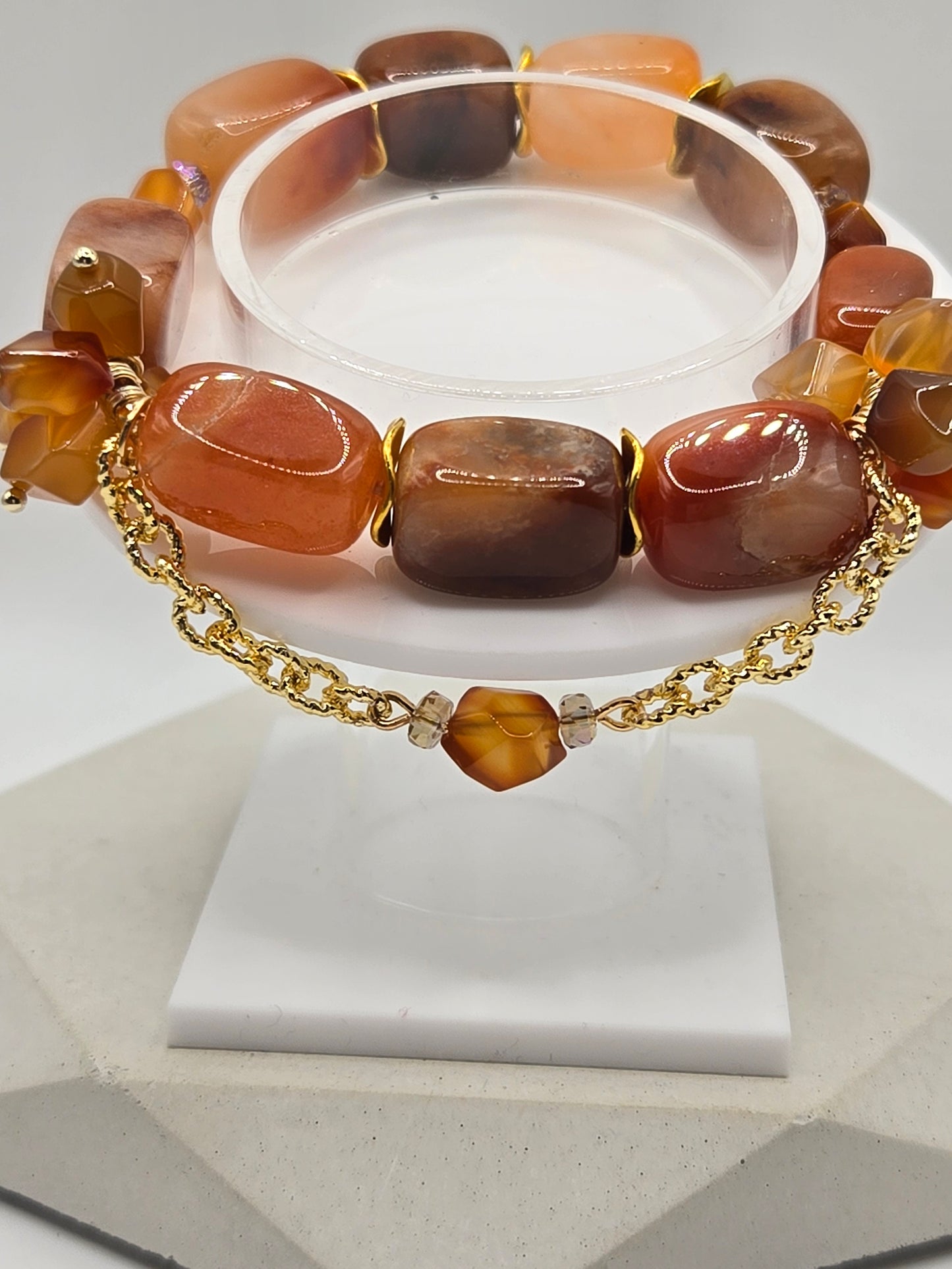 Orange Red Agate Bracelet