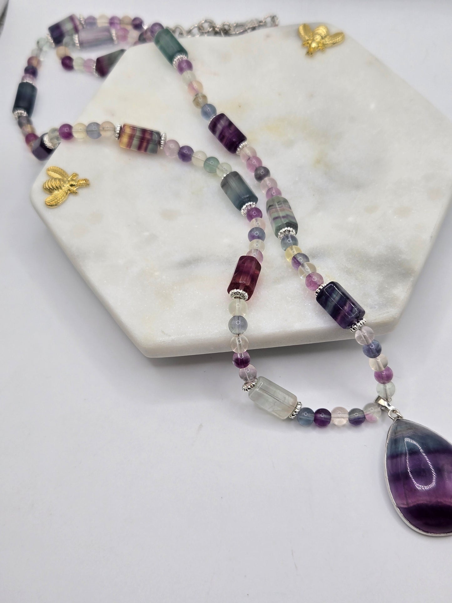 💜 Fluorite Necklace & Bracelet Set