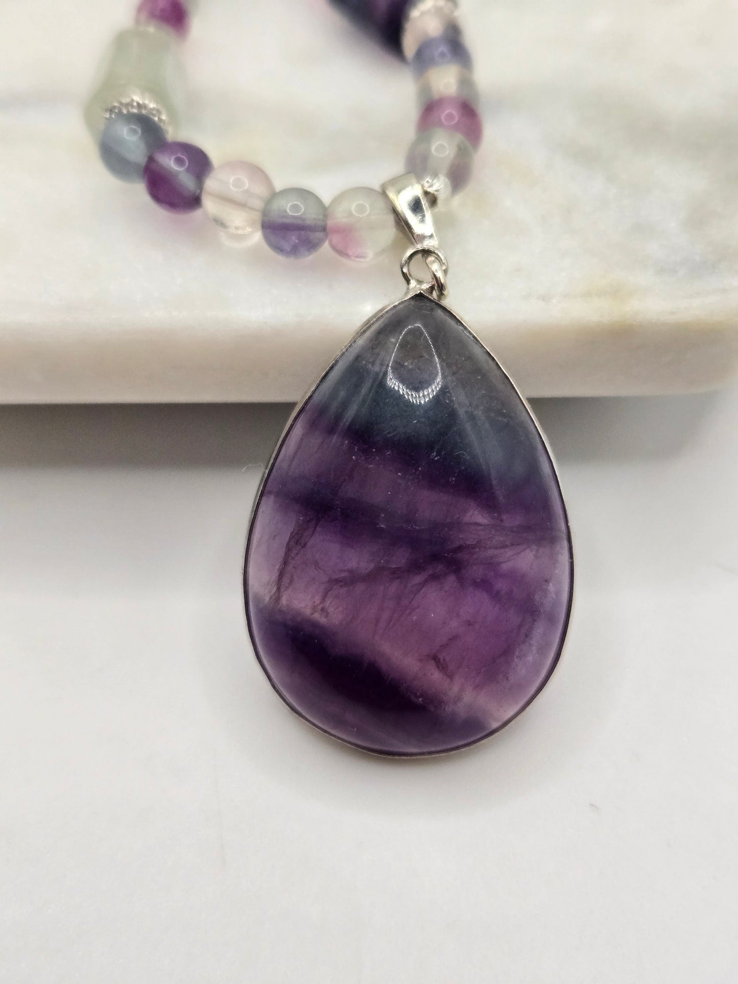 💜 Fluorite Necklace & Bracelet Set