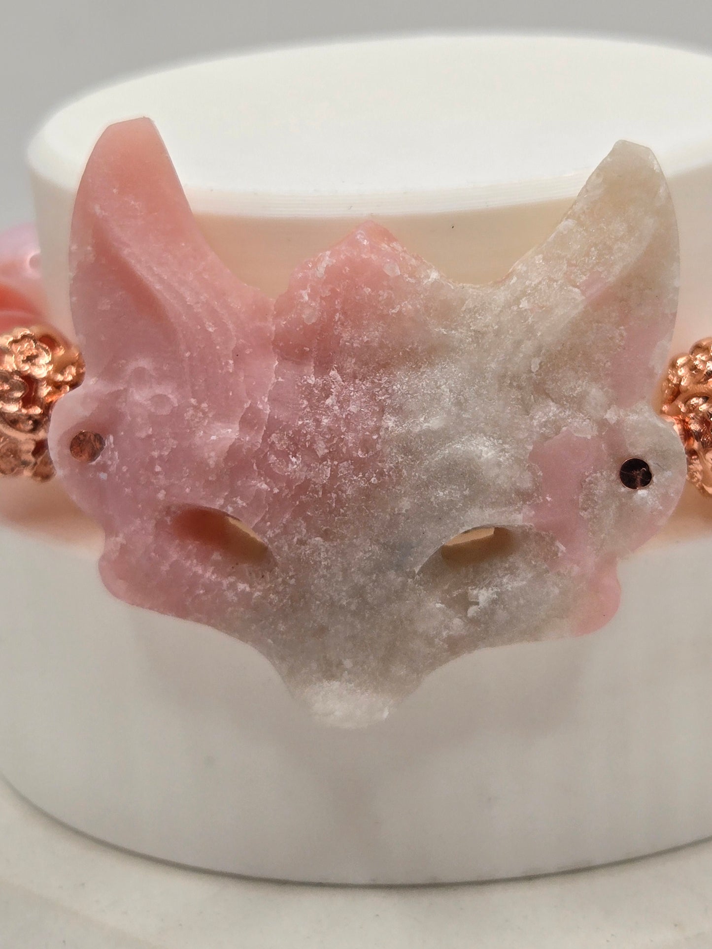 Blush Pink Agate and Pink Opal Fox Bracelet
