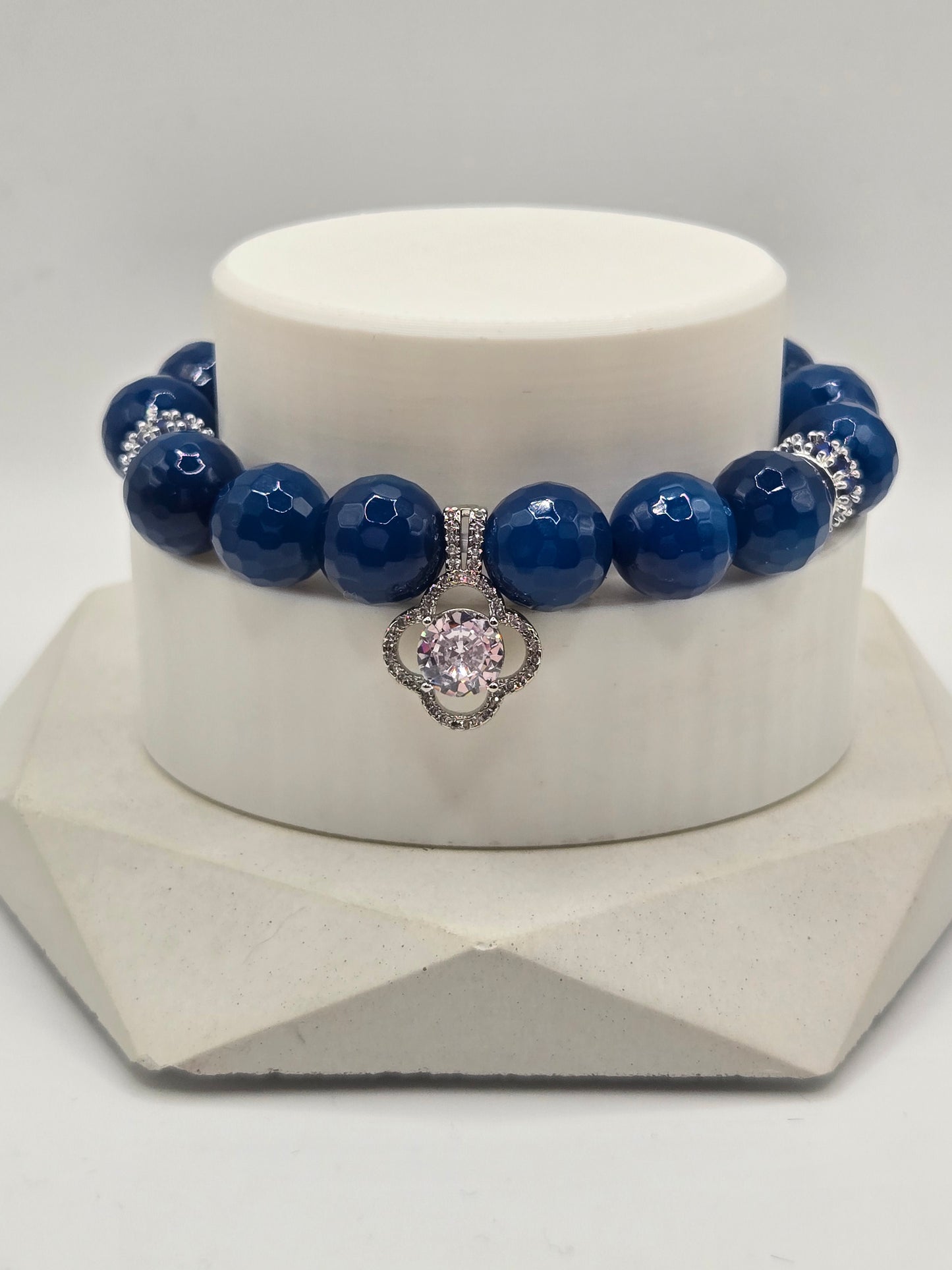 Ocean Blue Faceted Agate Bracelet