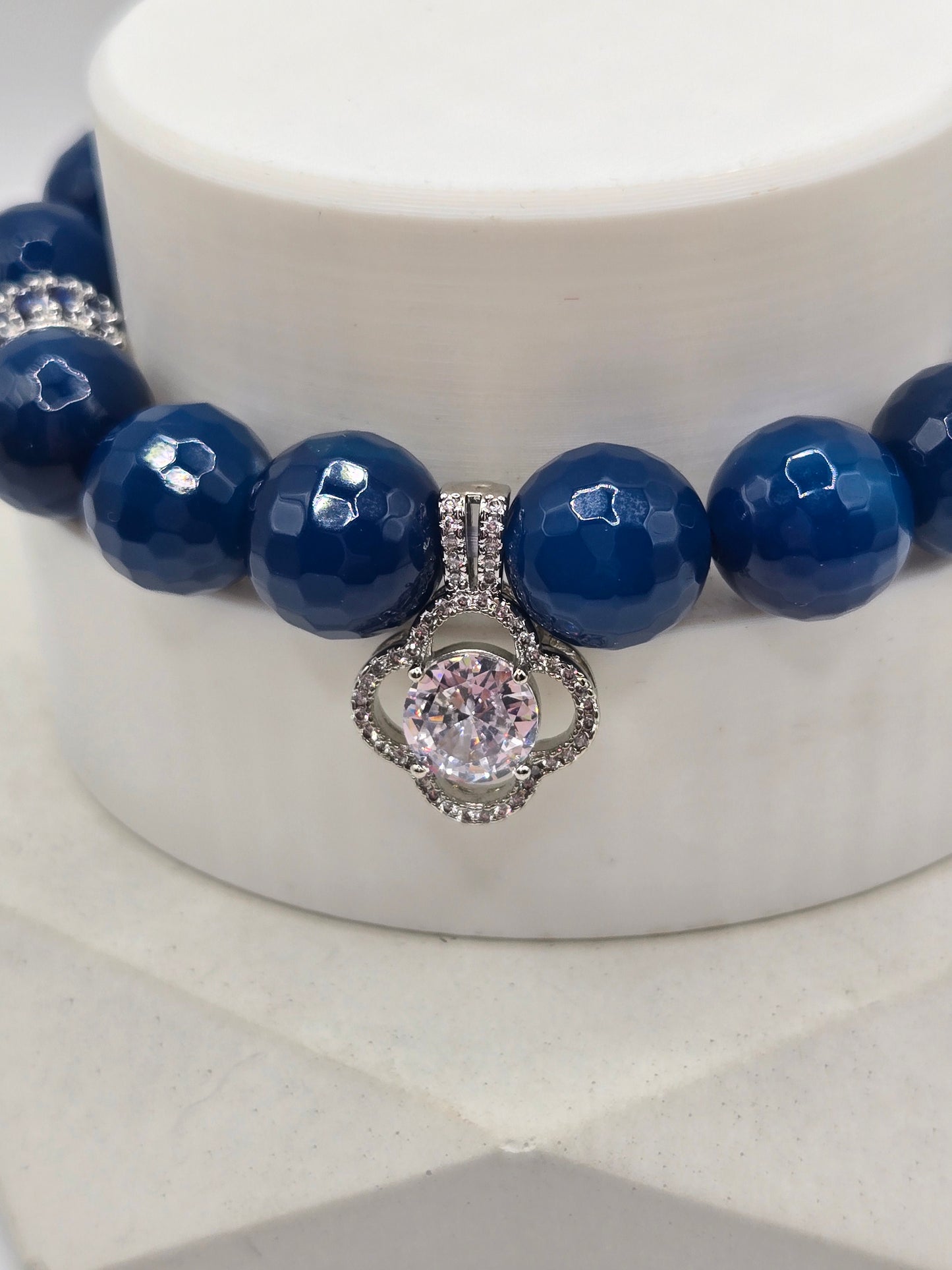 Ocean Blue Faceted Agate Bracelet