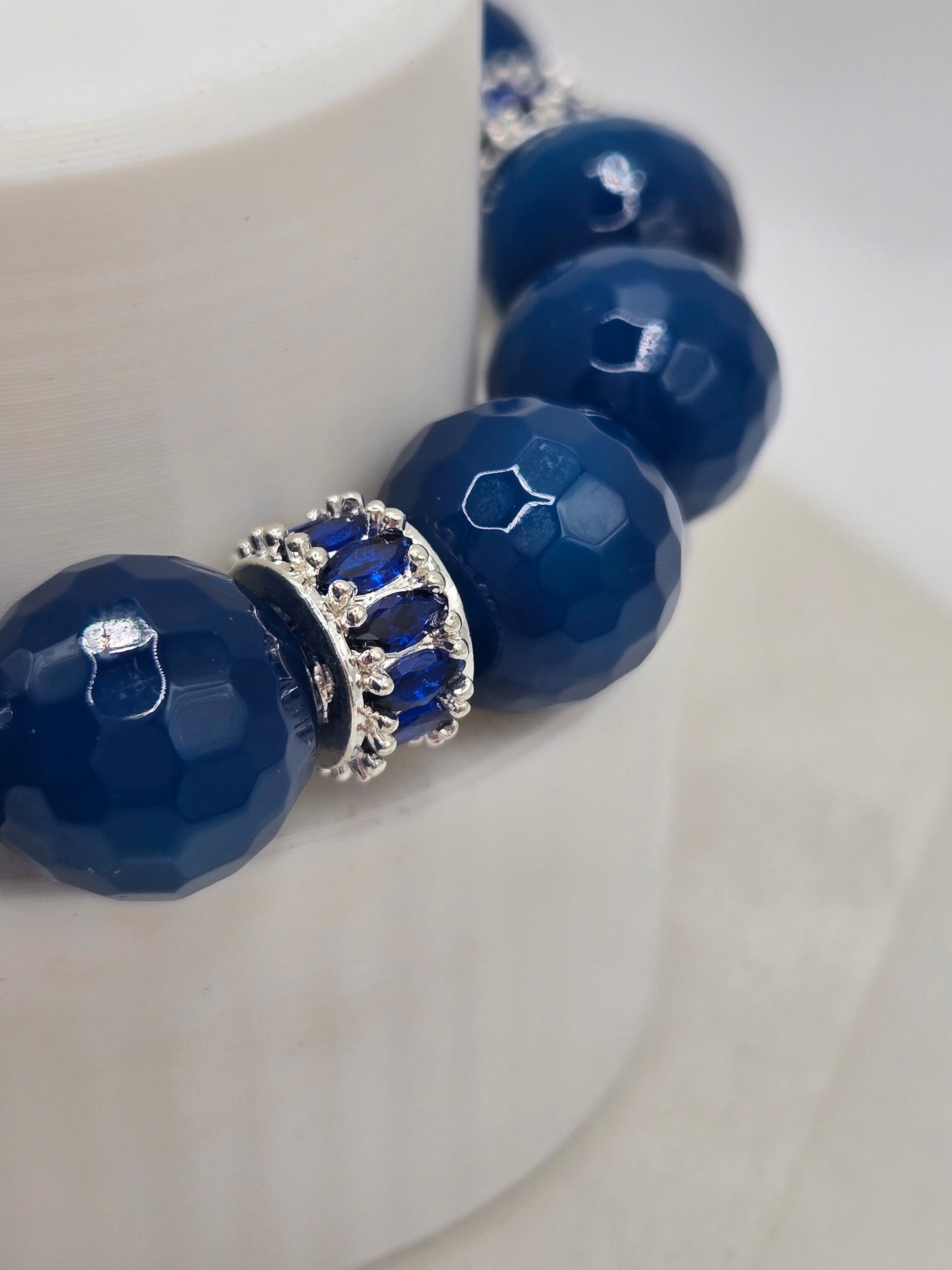 Ocean Blue Faceted Agate Bracelet