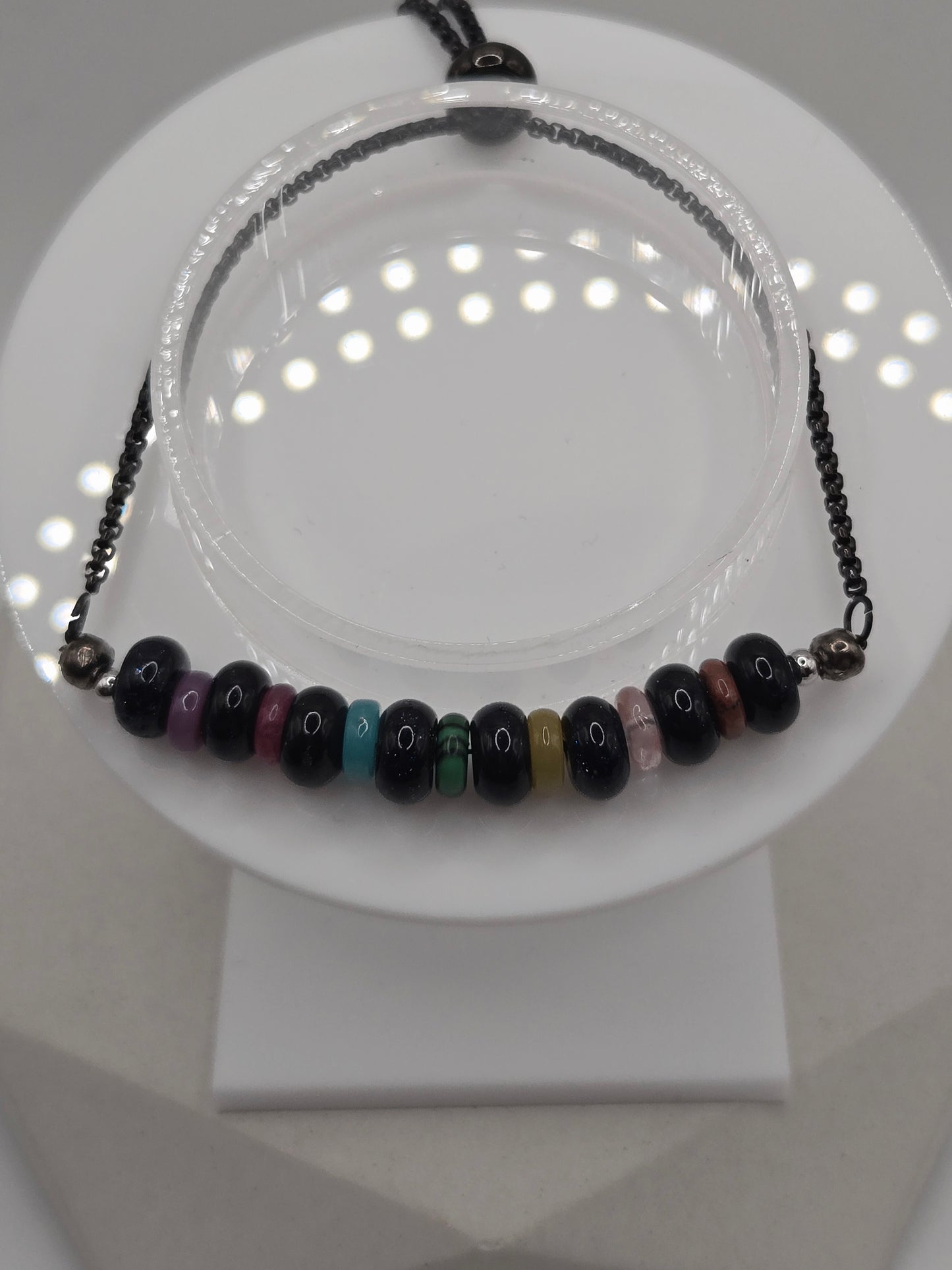 Blue Sandstone & Mixed Colorful Agate Bracelet