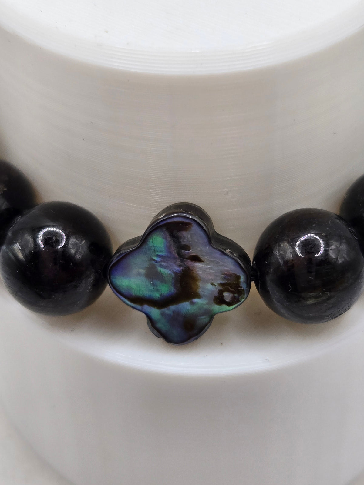 Abalone Shell Necklace & Bracelet Set with Crystal and Glaucophane Accents