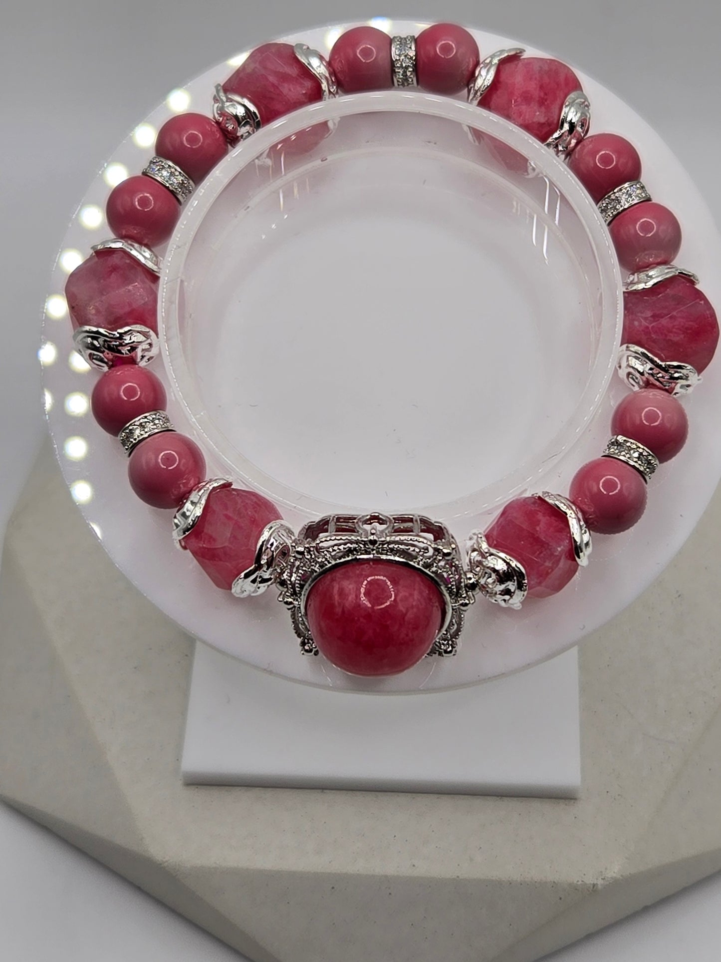 Mixed Shape Rhodonite Bracelet