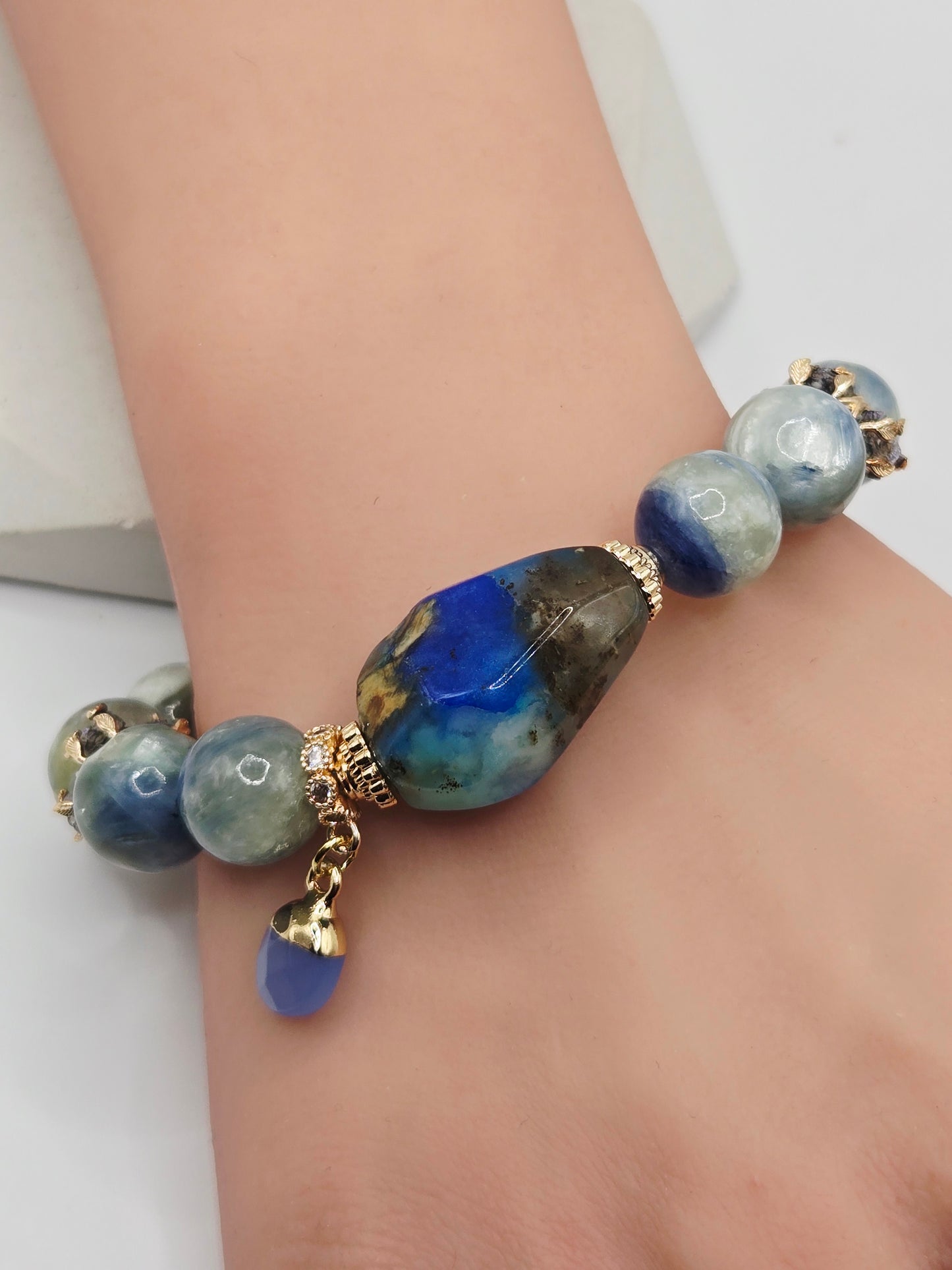 Monet Kyanite Bracelet with Freeform Phoenix Stone Focal